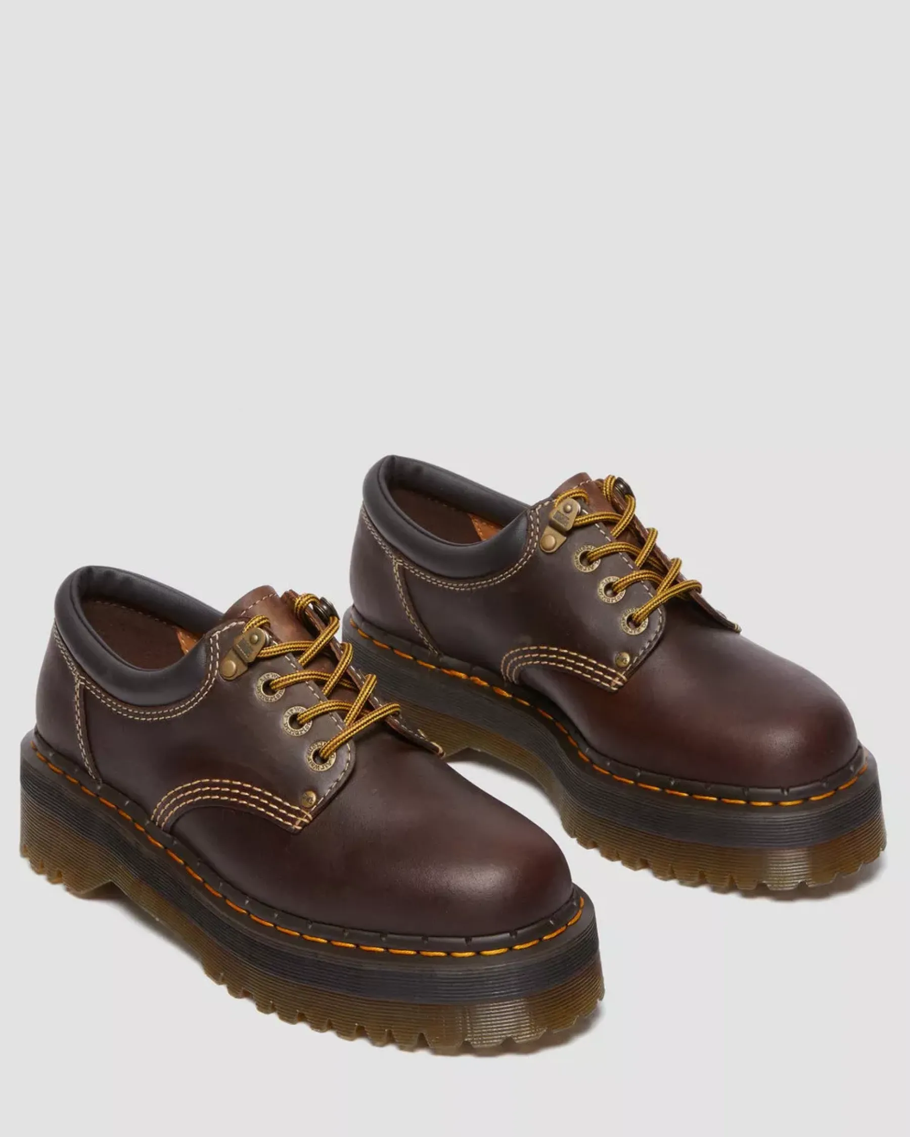 Originals|Bestsellers>Dr. Martens 8053 Arc Crazy Horse Leather Platform Casual Shoes Dark Brown — Crazy Horse
