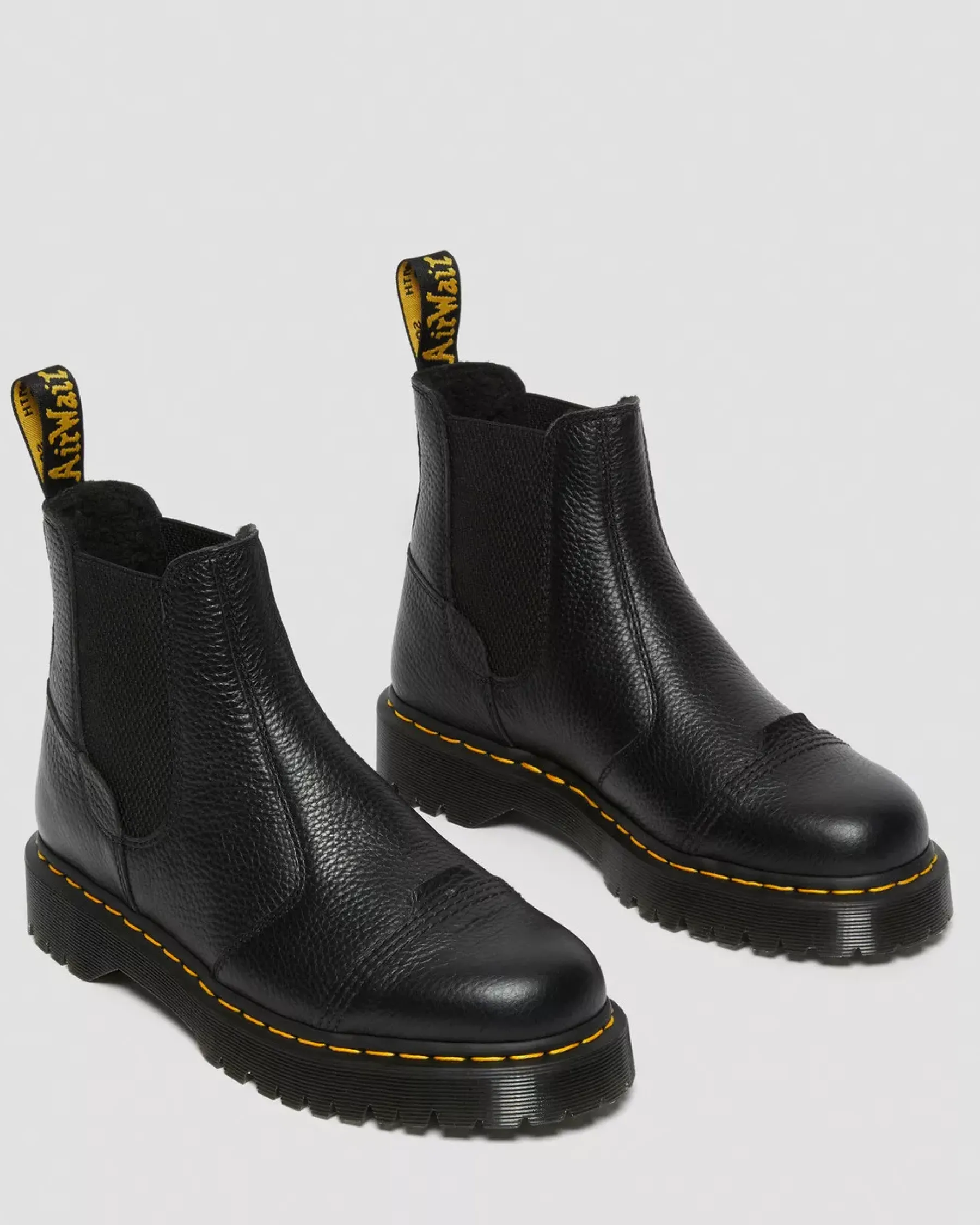 Originals|Platform Boots>Dr. Martens 2976 Bex Fleece-Lined Platform Chelsea Boots Black — Milled Nappa