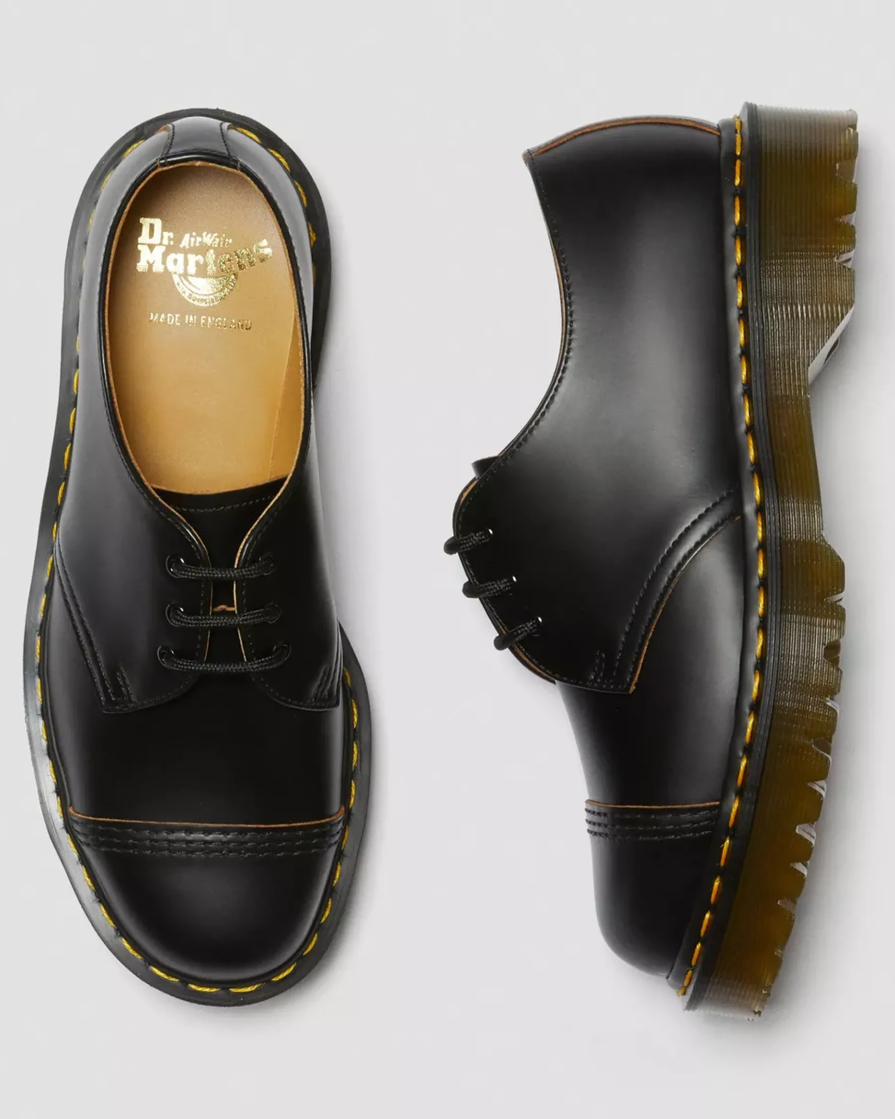 Sale|Originals>Dr. Martens 1461 Bex Made in England Toe Cap Oxford Shoes Black — Vintage Smooth