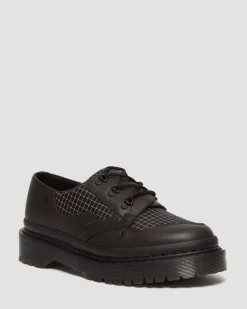 Originals|Platform Shoes>Dr. Martens 1461 Bex Ripstop Grid Oxford Shoes Black+Black+White — Sorento+Grip Ripstop