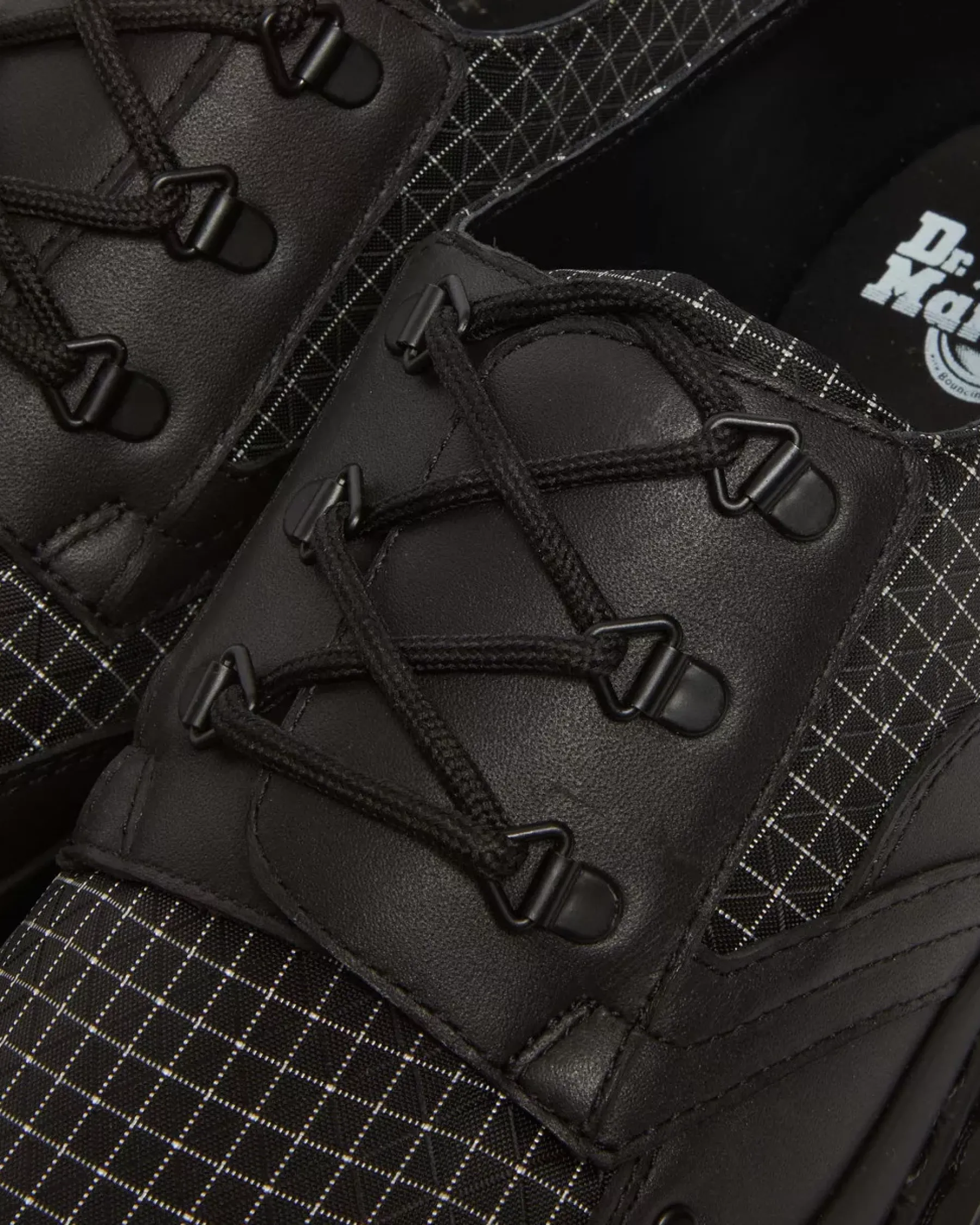 Originals|Platform Shoes>Dr. Martens 1461 Bex Ripstop Grid Oxford Shoes Black+Black+White — Sorento+Grip Ripstop