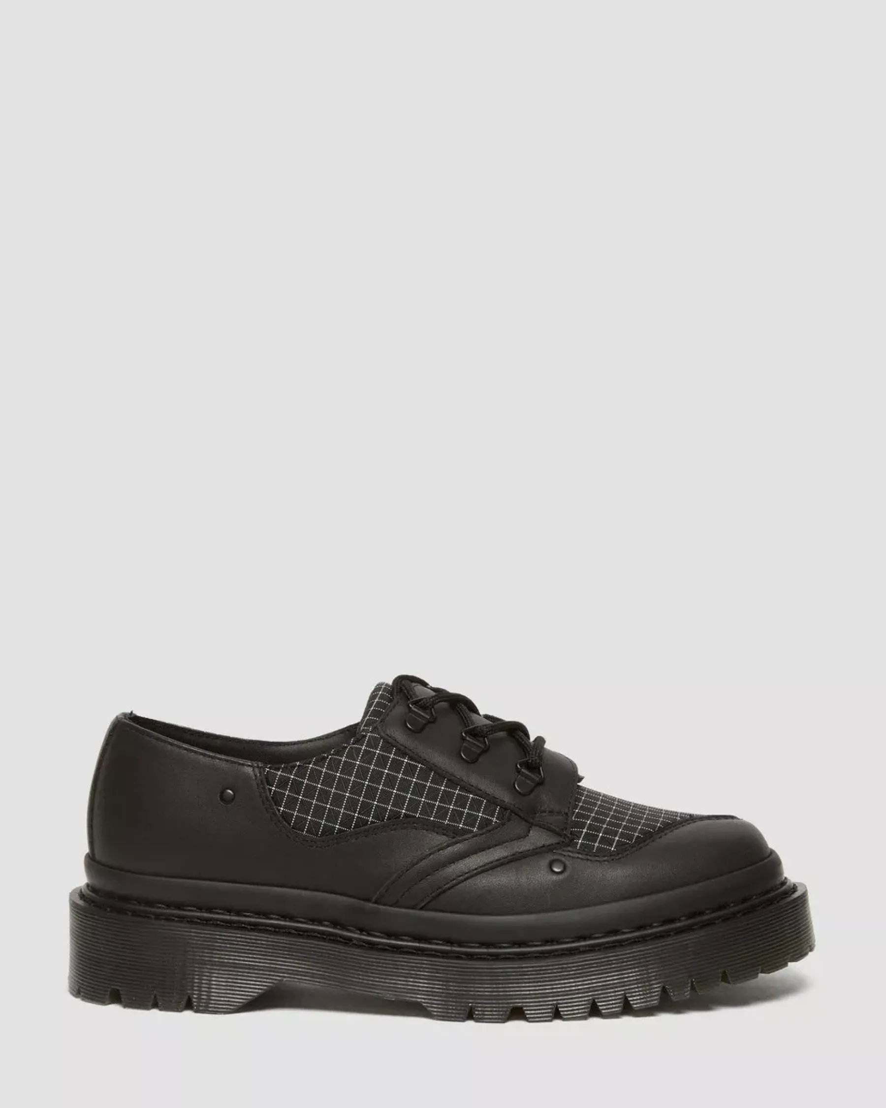 Originals|Platform Shoes>Dr. Martens 1461 Bex Ripstop Grid Oxford Shoes Black+Black+White — Sorento+Grip Ripstop