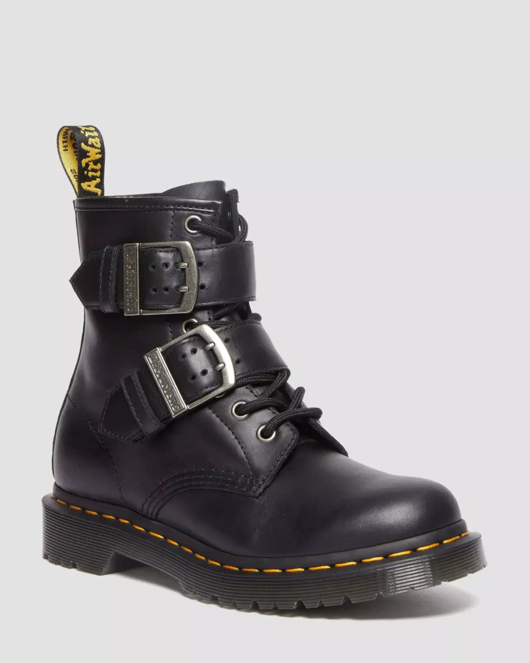 Originals|Ankle Boots>Dr. Martens 1460 Buckle Pull Up Leather Lace Up Boots BLACK — Pull Up