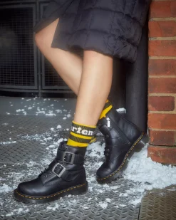 Originals|Ankle Boots>Dr. Martens 1460 Buckle Pull Up Leather Lace Up Boots BLACK — Pull Up