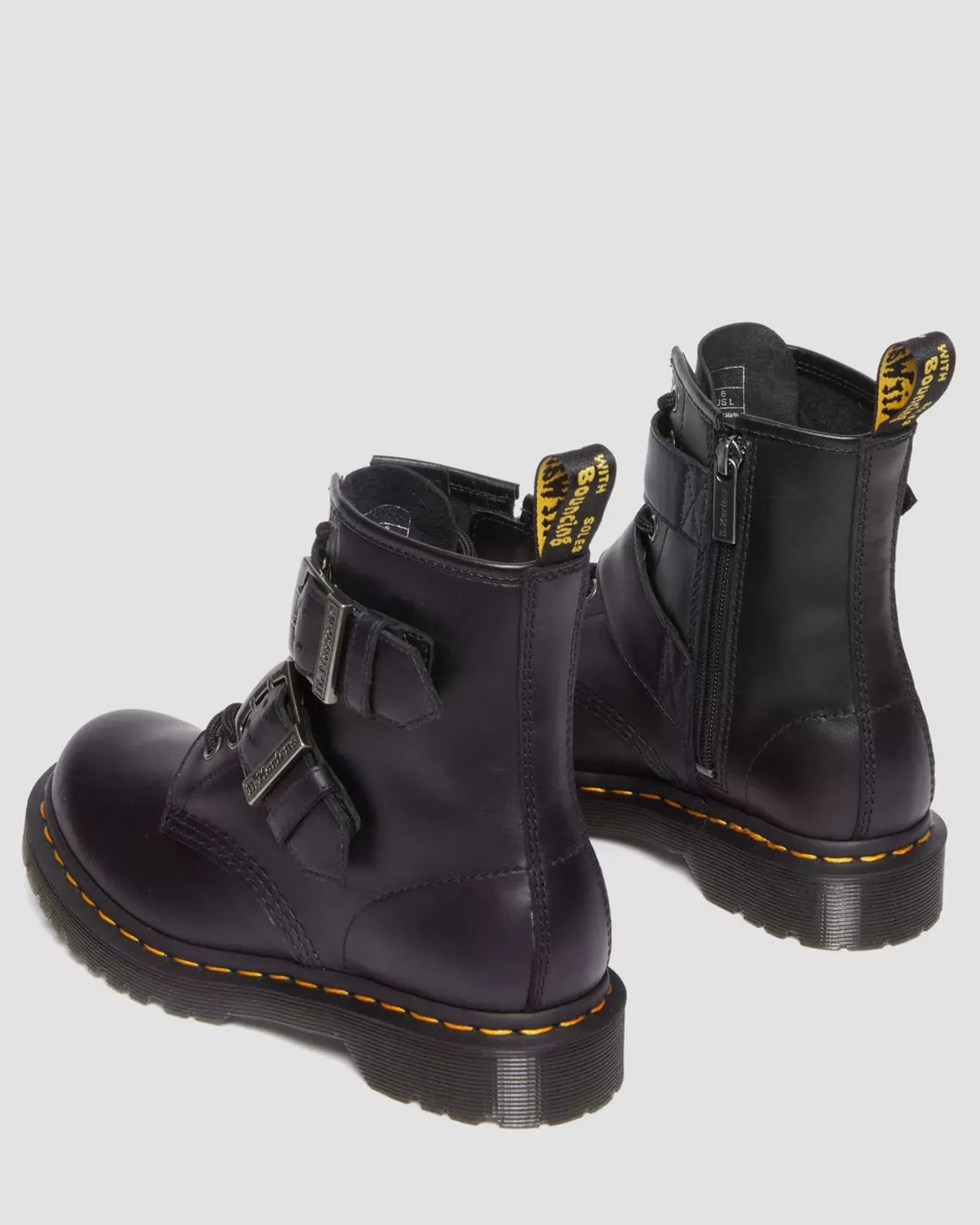 Originals|Ankle Boots>Dr. Martens 1460 Buckle Pull Up Leather Lace Up Boots BLACK — Pull Up