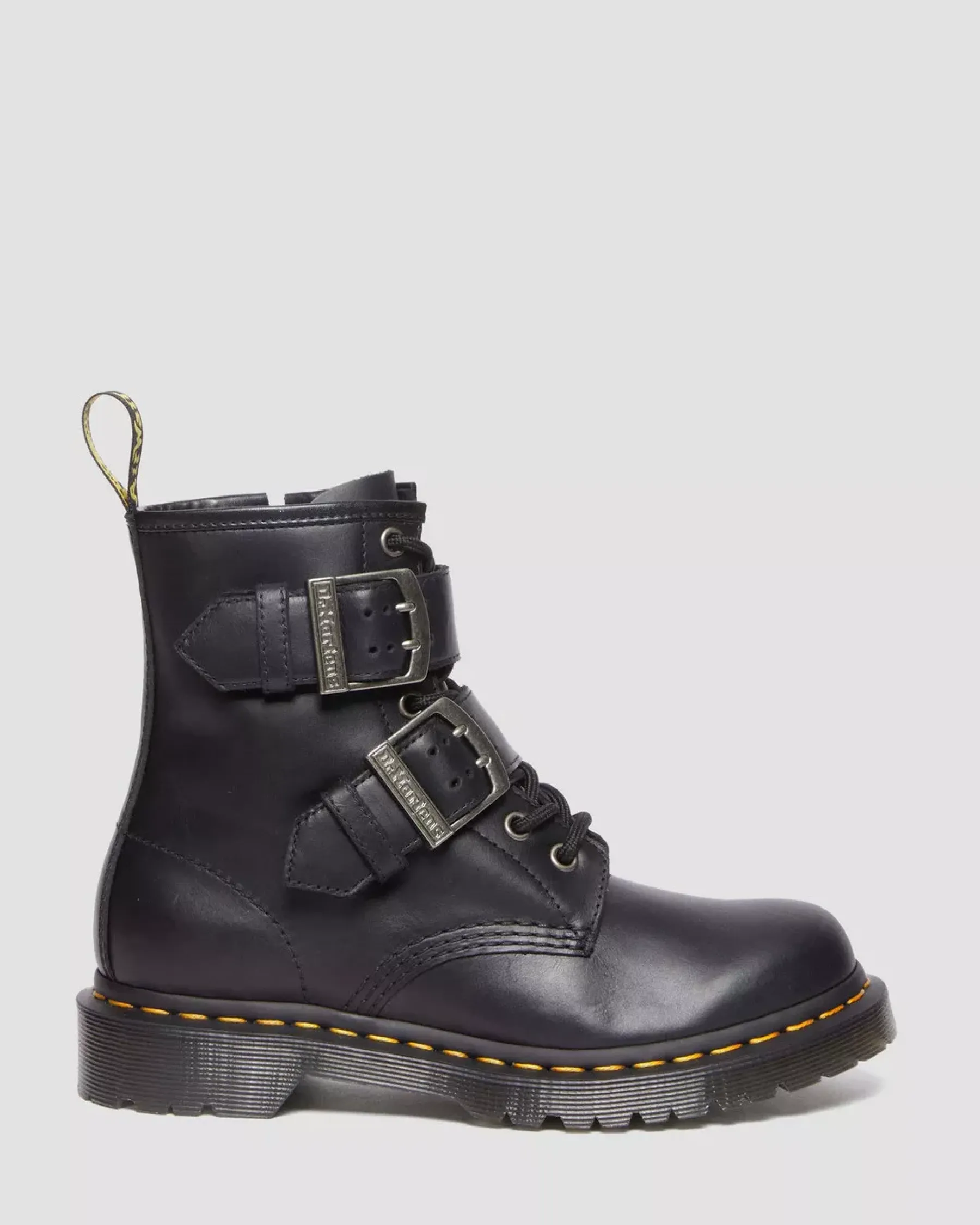 Originals|Ankle Boots>Dr. Martens 1460 Buckle Pull Up Leather Lace Up Boots BLACK — Pull Up