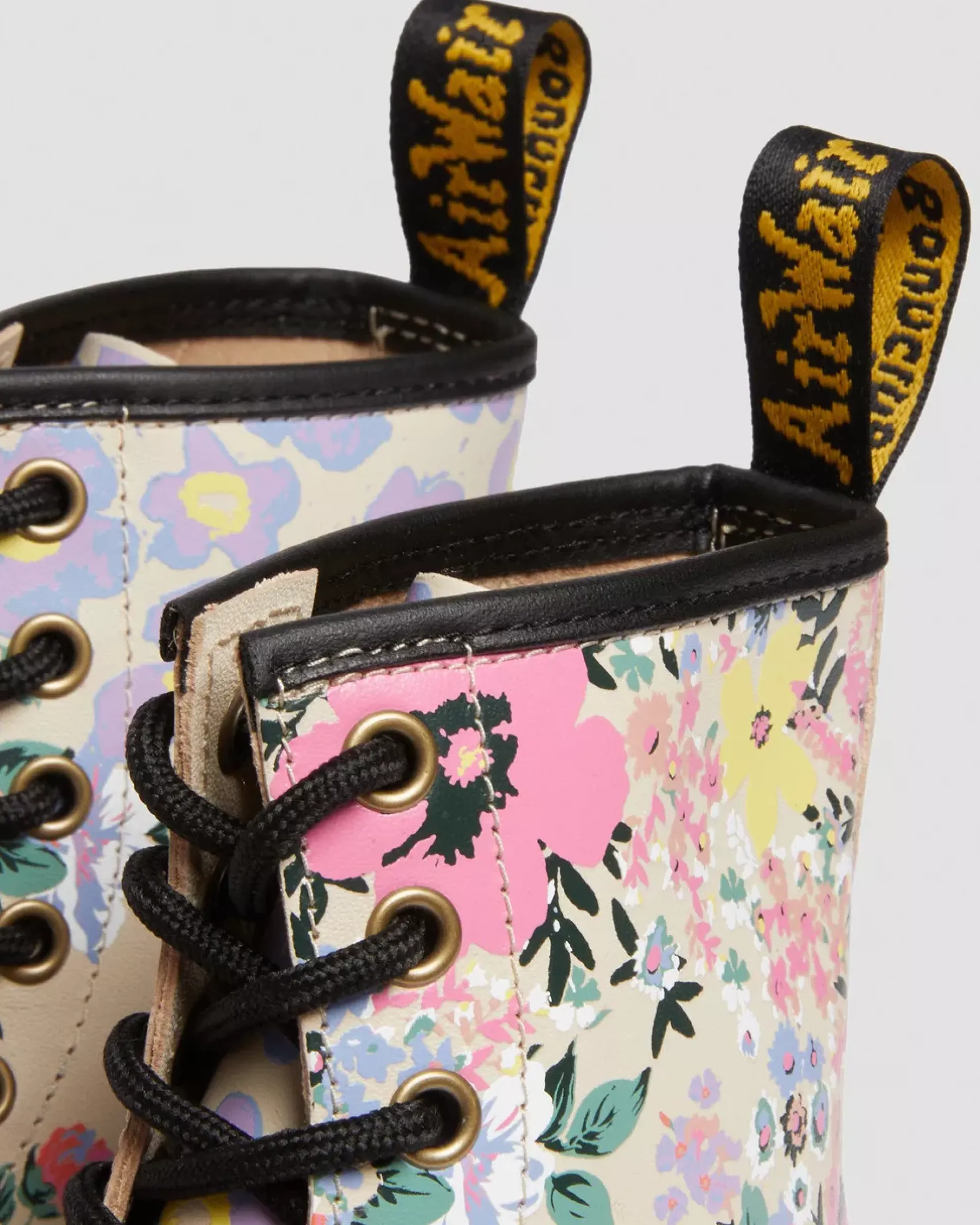 Sale|Originals>Dr. Martens 1460 Floral Mash Up Leather Lace Up Boots Parchment Beige — Backhand
