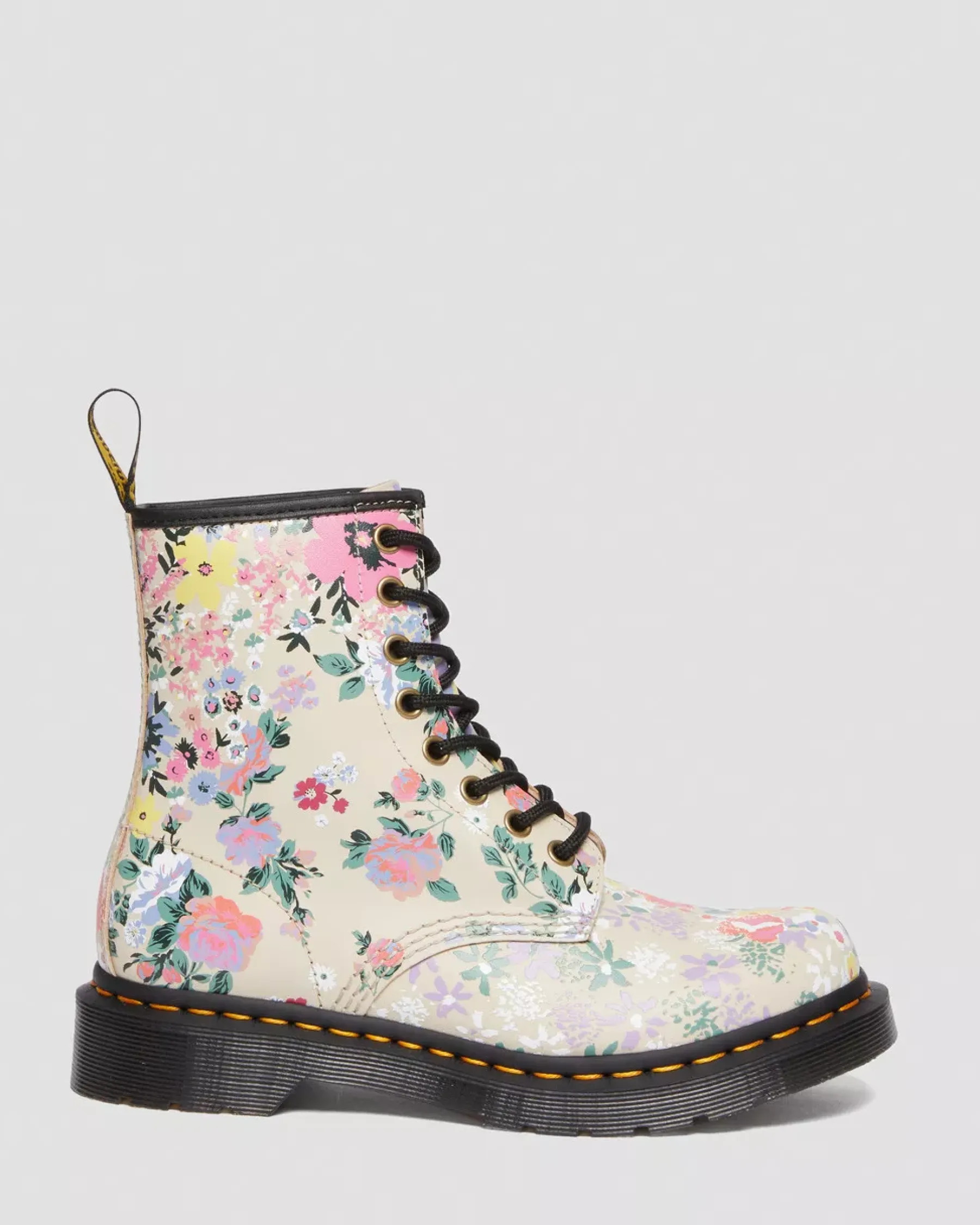 Sale|Originals>Dr. Martens 1460 Floral Mash Up Leather Lace Up Boots Parchment Beige — Backhand