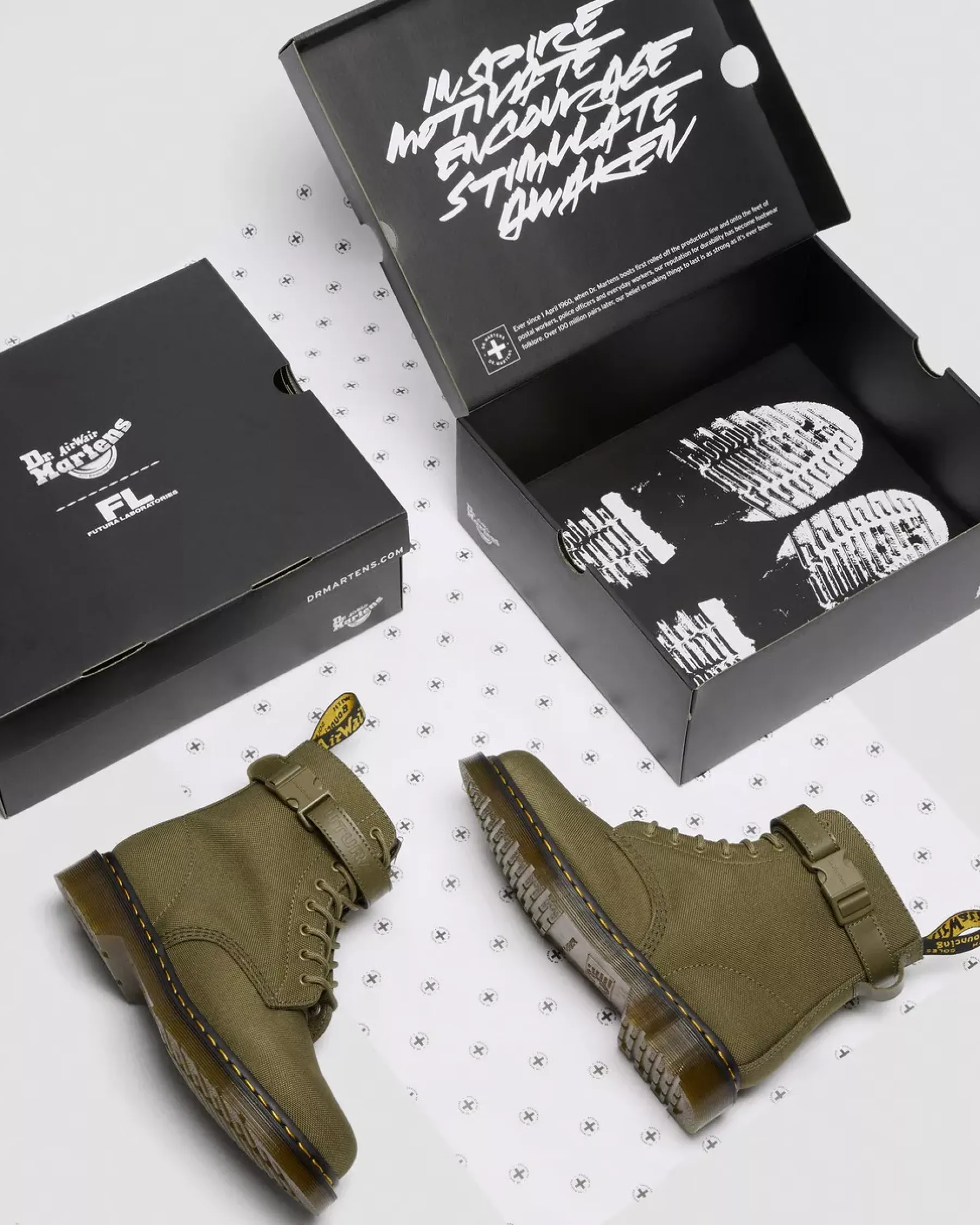 Sale|Originals>Dr. Martens 1460 Futura Olive Strap Lace Up Boots Olive — Extra Tough Nylon