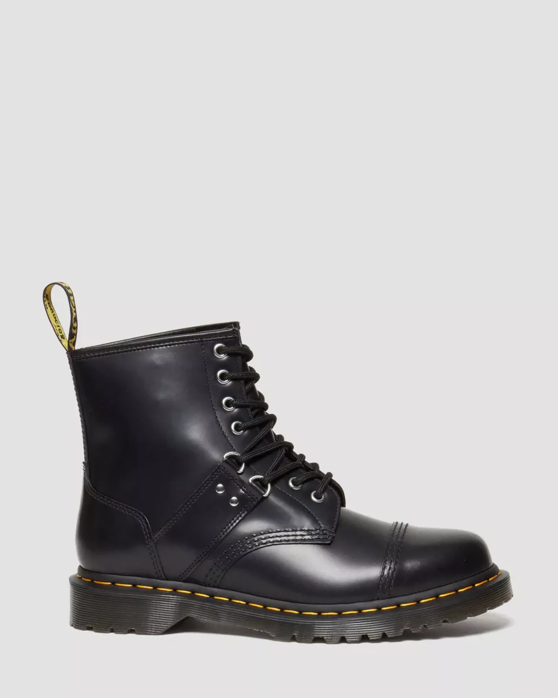 Originals|Ankle Boots>Dr. Martens 1460 Hardware Polished Smooth Leather Lace Up Boots Black — Polished Smooth