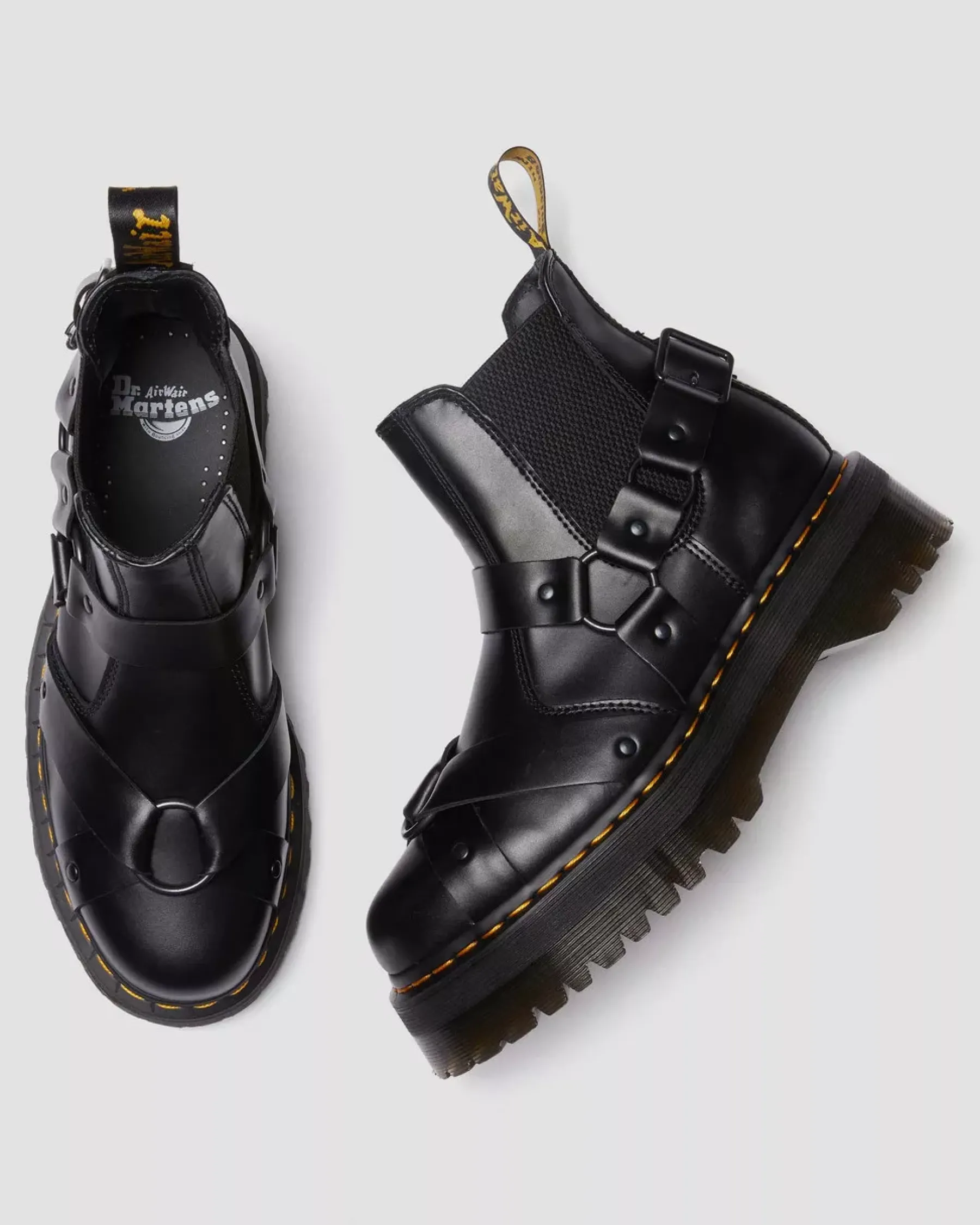 Sale|Originals>Dr. Martens 2976 Harness Leather Platform Chelsea Boots Black — Paris