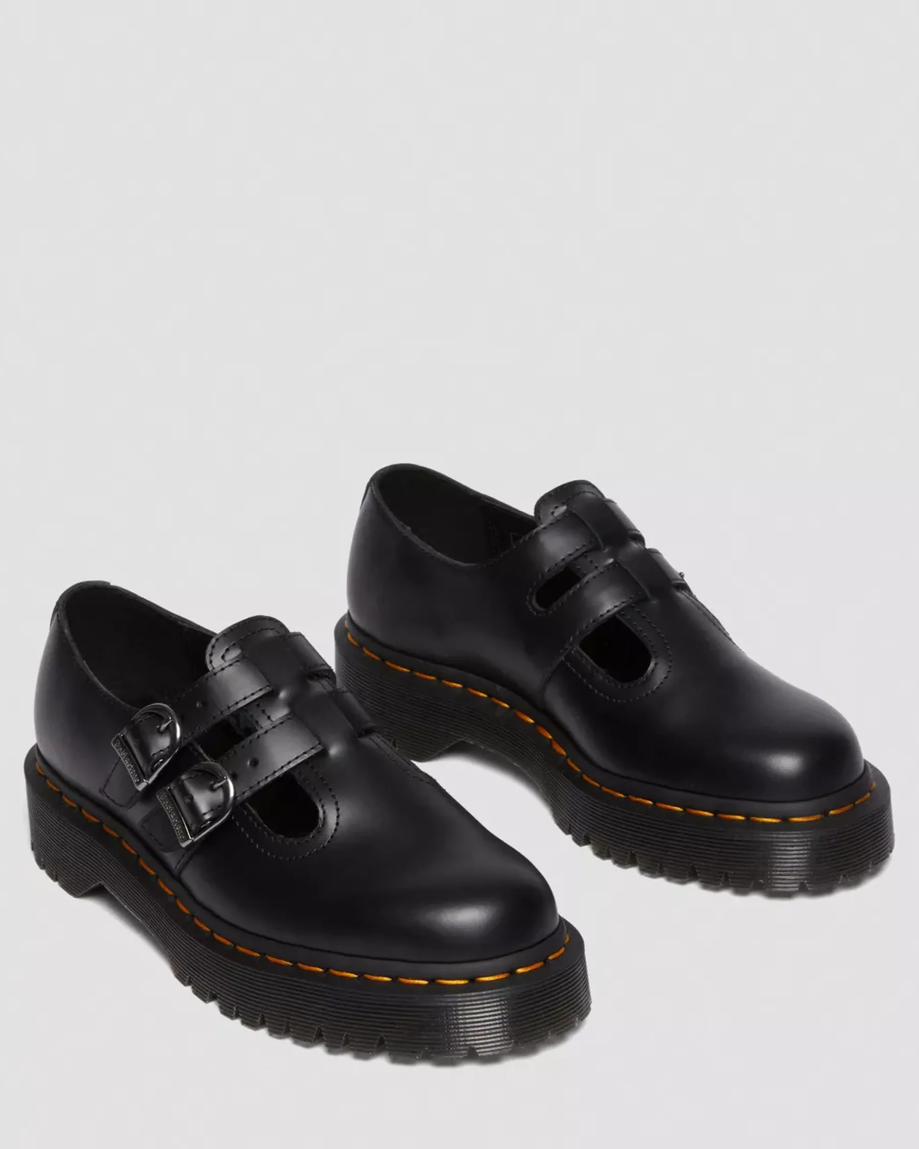 Originals|Platform Shoes>Dr. Martens 8065 II Bex Smooth Leather Platform Mary Jane Shoes Black — Smooth Leather