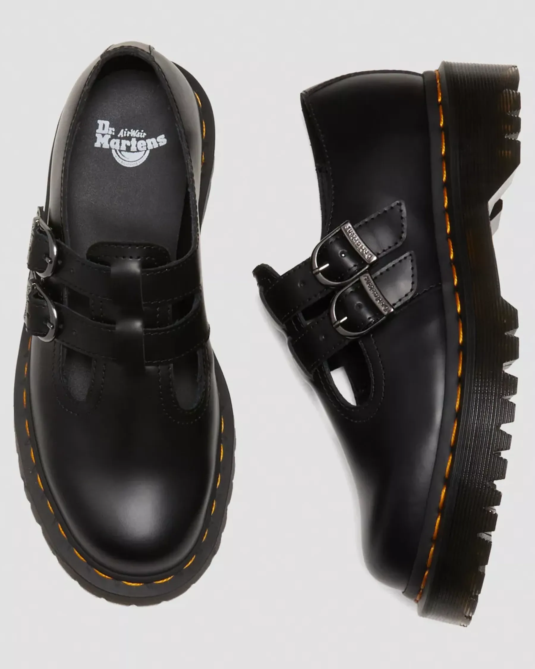Originals|Platform Shoes>Dr. Martens 8065 II Bex Smooth Leather Platform Mary Jane Shoes Black — Smooth Leather