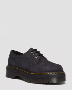 Platforms|Shoes>Dr. Martens 1461 II Tumbled Nubuck Leather Platform Casual Shoes Charcoal Grey — Tumbled Nubuck