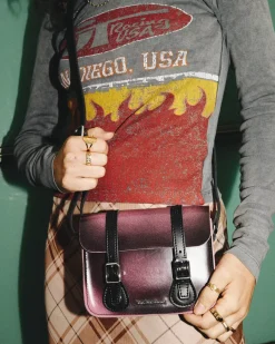 Accessories|Bags>Dr. Martens 7 Inch Distressed Leather Crossbody Bag Black+Fondant Pink — Two Tone Rub Off+Kiev