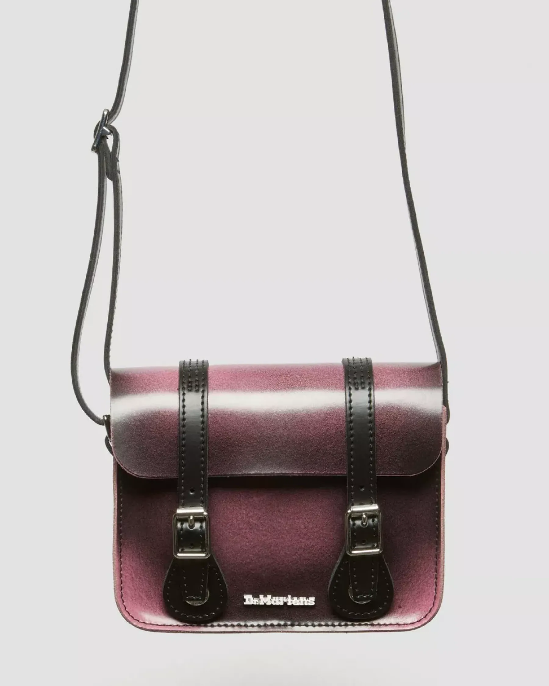 Accessories|Bags>Dr. Martens 7 Inch Distressed Leather Crossbody Bag Black+Fondant Pink — Two Tone Rub Off+Kiev