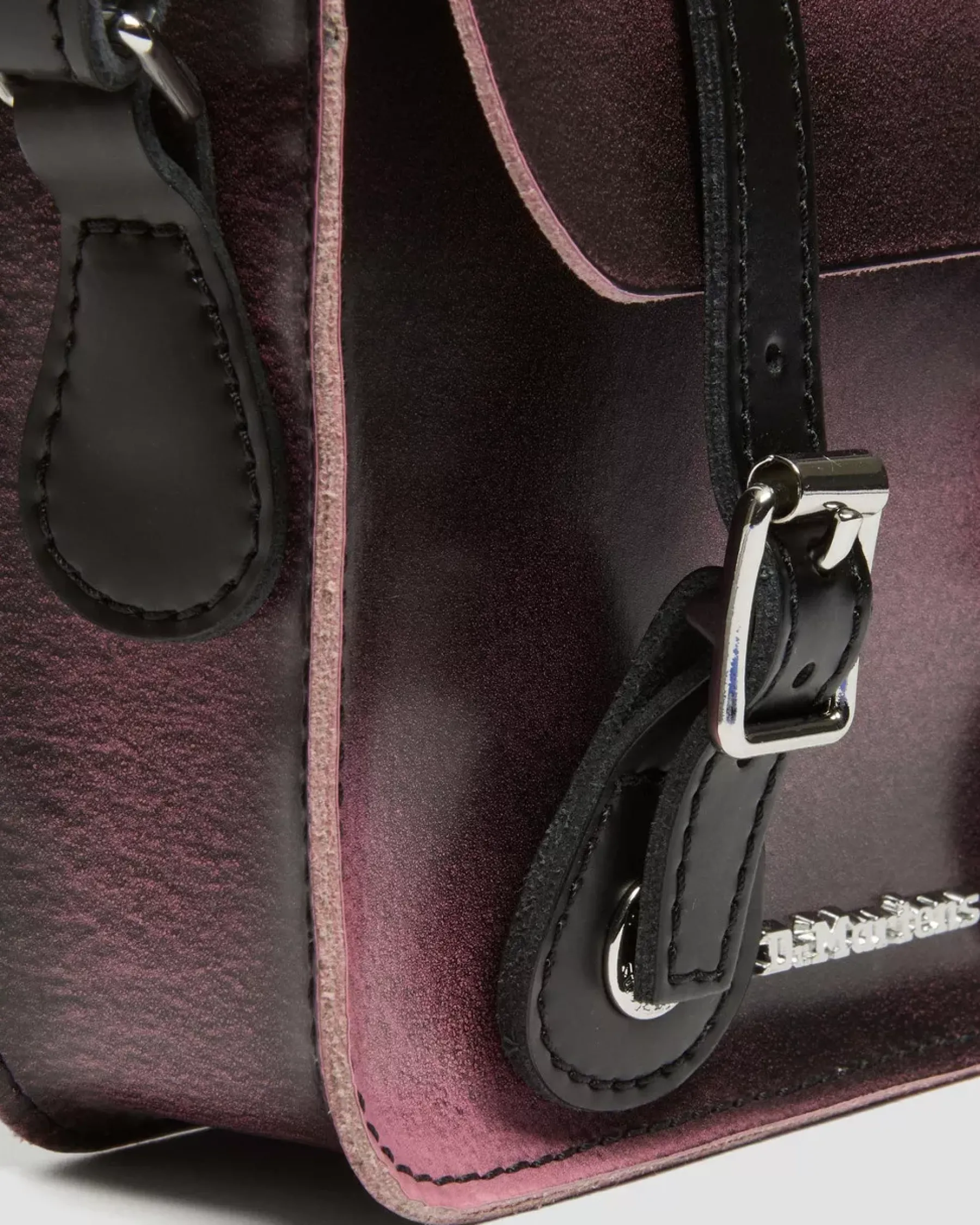 Accessories|Bags>Dr. Martens 7 Inch Distressed Leather Crossbody Bag Black+Fondant Pink — Two Tone Rub Off+Kiev