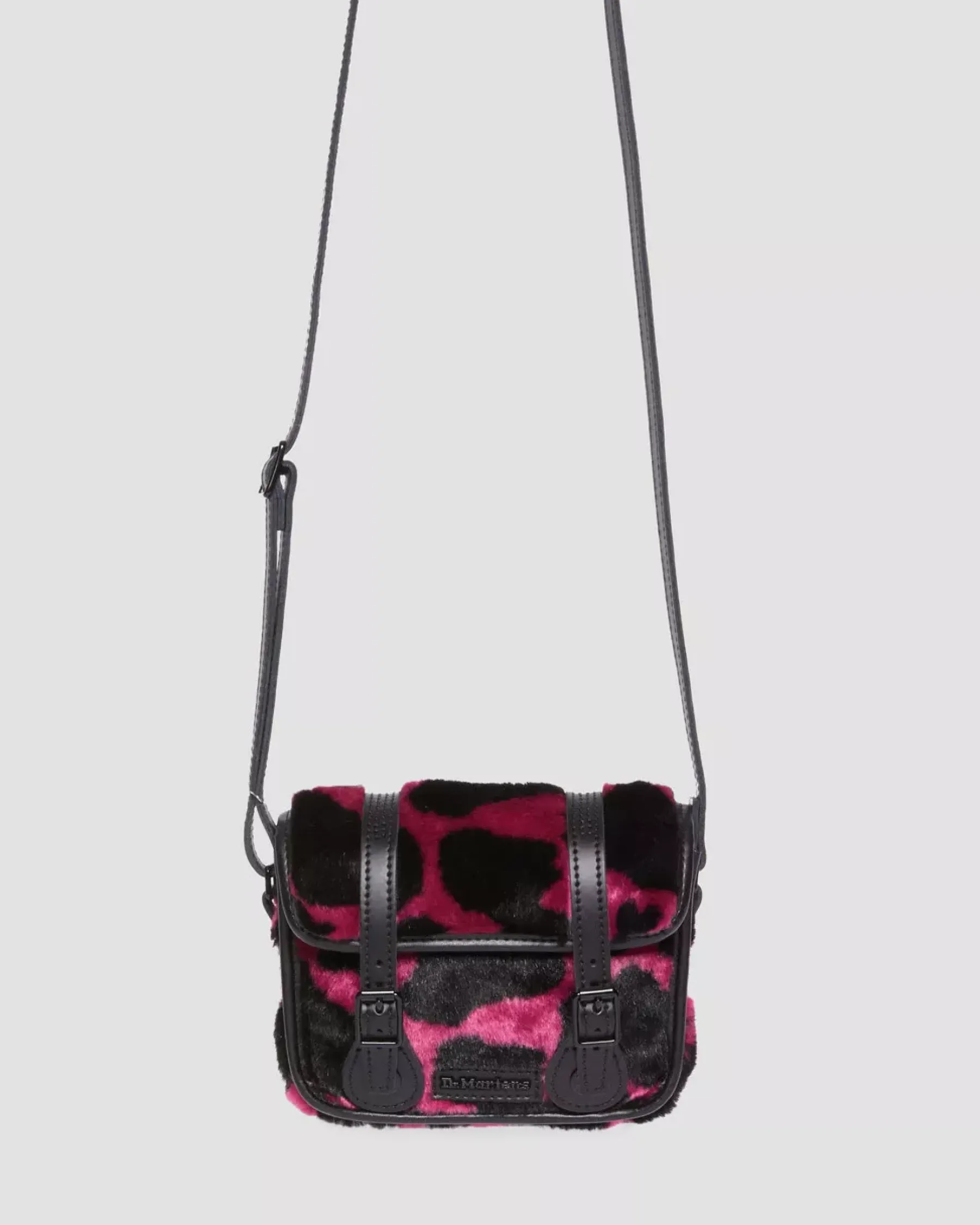 Accessories|Bags>Dr. Martens 7 Inch Faux Fur Cow Print Crossbody Bag THRIFT PINK+BLACK — Cow Print + Kiev