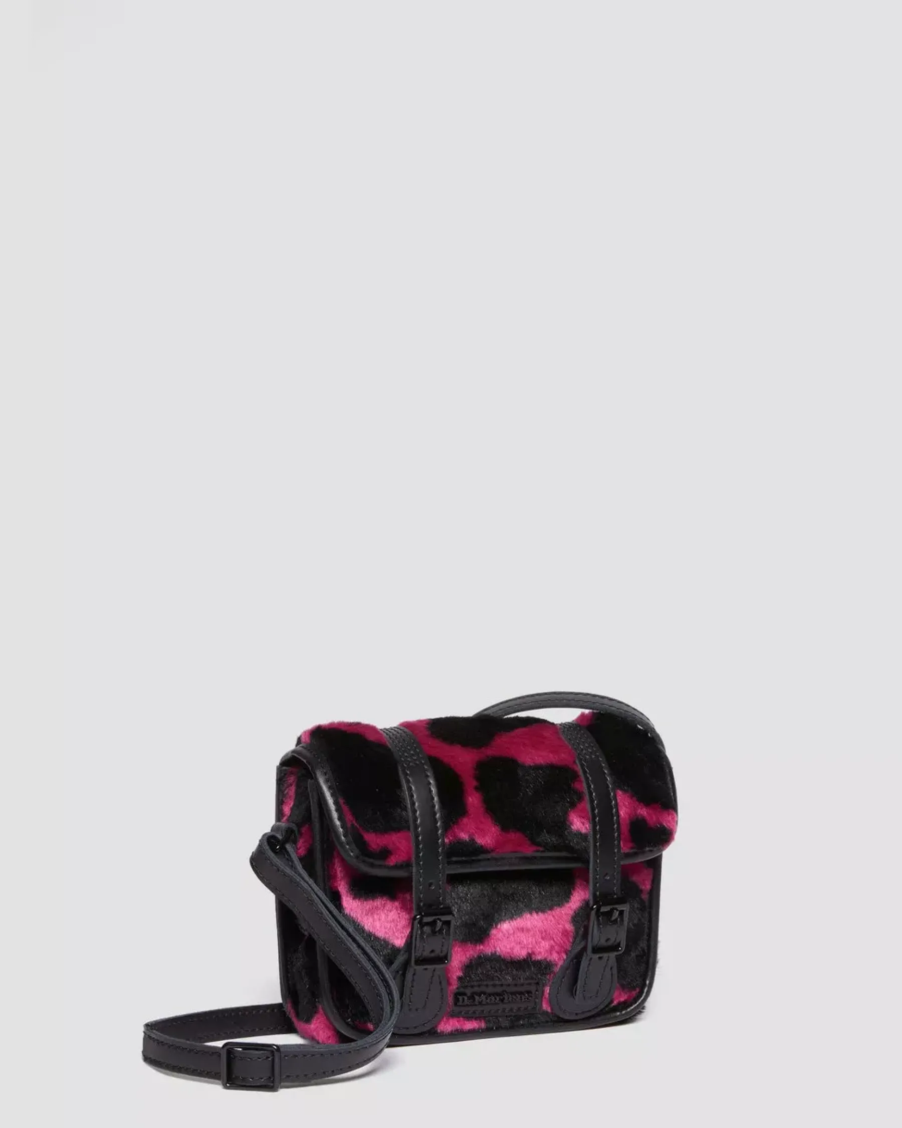 Accessories|Bags>Dr. Martens 7 Inch Faux Fur Cow Print Crossbody Bag THRIFT PINK+BLACK — Cow Print + Kiev