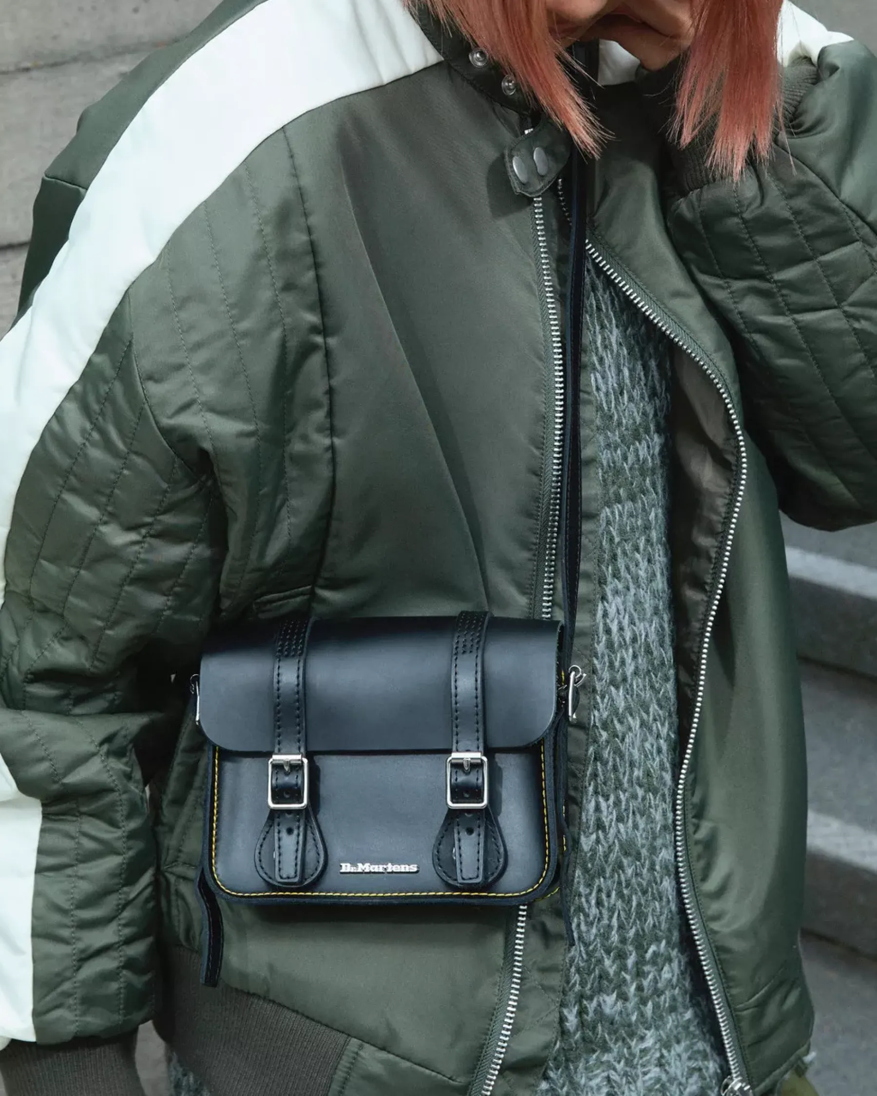 Accessories|Bags>Dr. Martens 7 Inch Leather Crossbody Bag Black — Smooth Leather