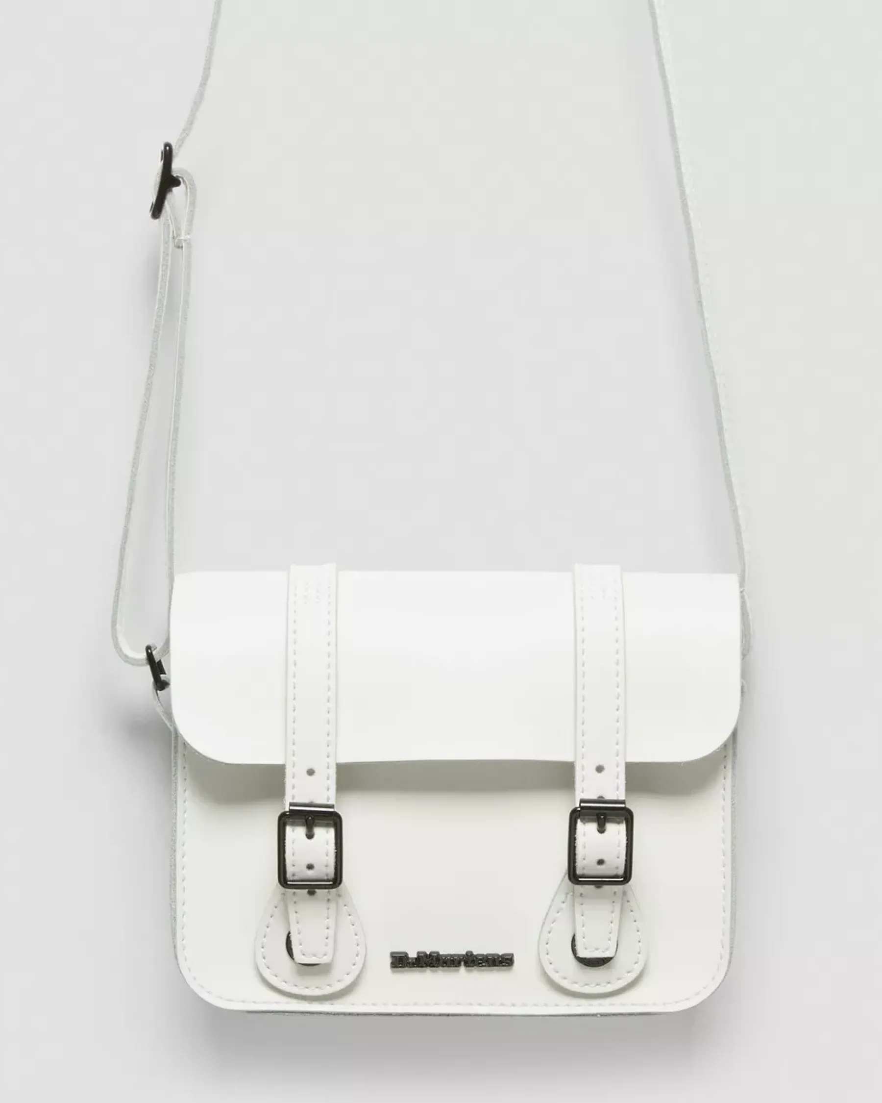 Accessories|Bags>Dr. Martens 7 Inch Leather Crossbody Bag White — Smooth Leather