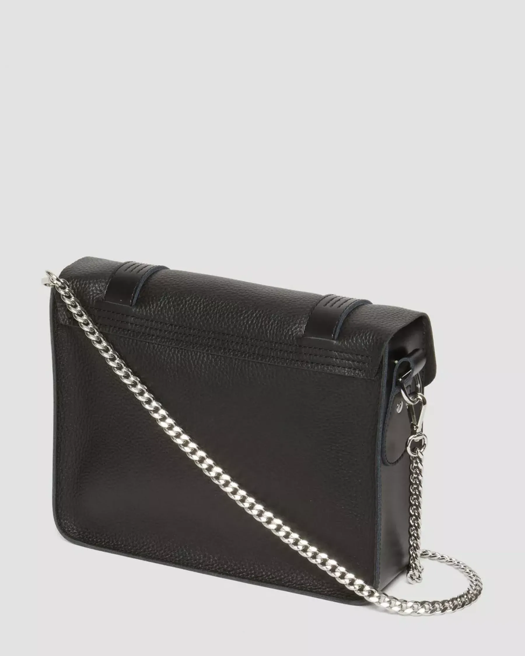 Accessories|Bags>Dr. Martens 11 Inch Piercing Leather Messenger Bag Black — Milled Nappa