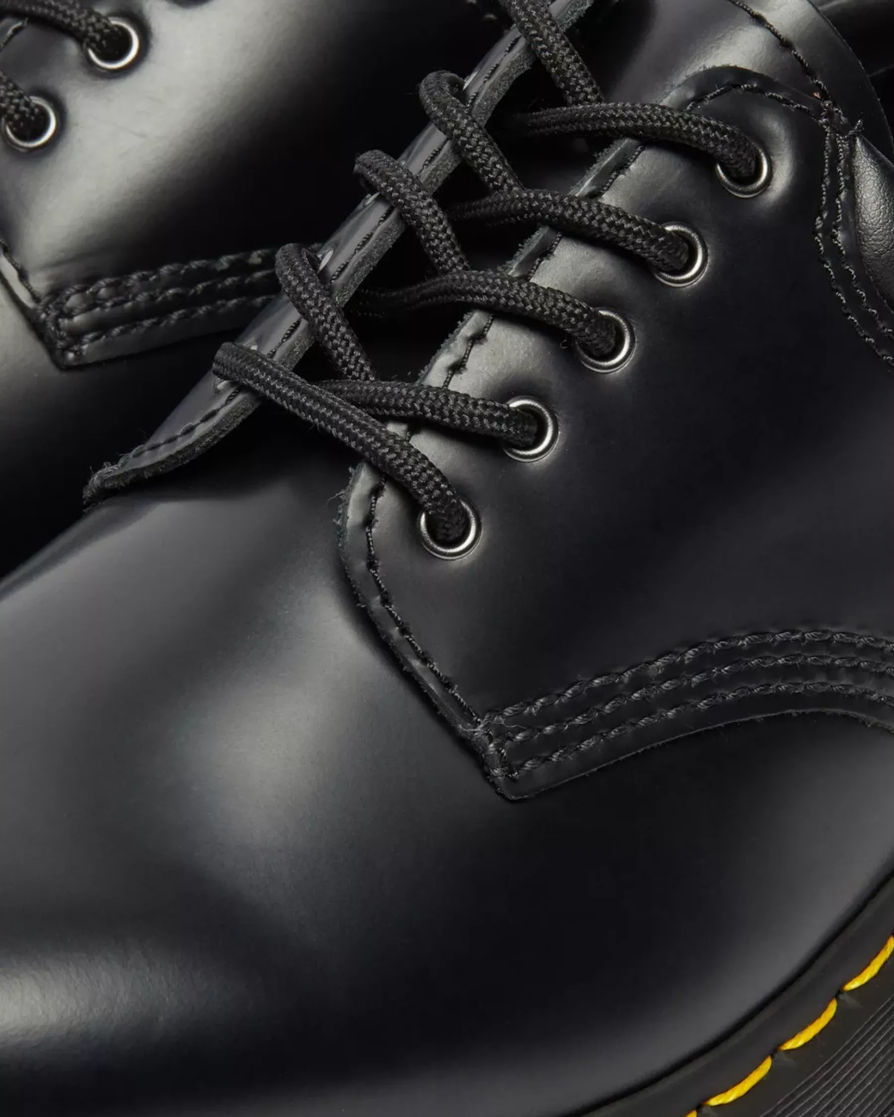 Bestsellers|Platform Shoes>Dr. Martens 8053 Leather Platform Casual Shoes Black — Polished Smooth