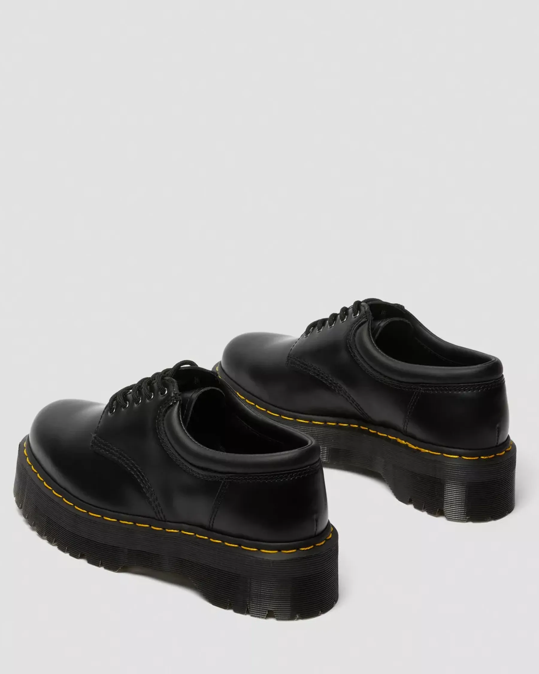 Bestsellers|Platform Shoes>Dr. Martens 8053 Leather Platform Casual Shoes Black — Polished Smooth
