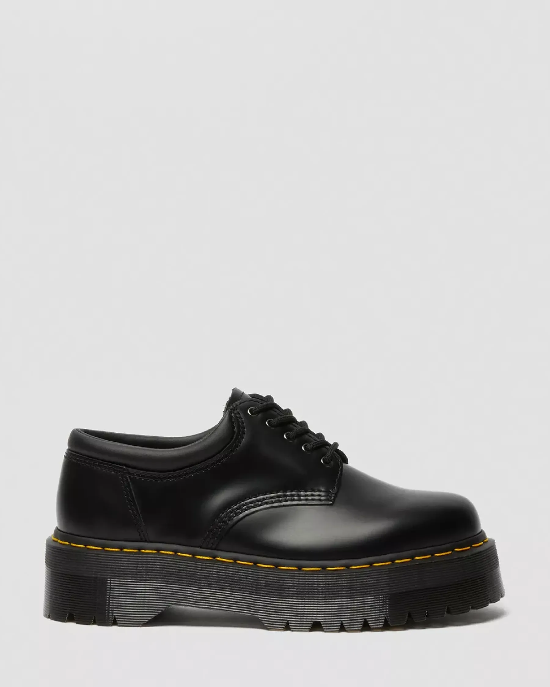 Bestsellers|Platform Shoes>Dr. Martens 8053 Leather Platform Casual Shoes Black — Polished Smooth