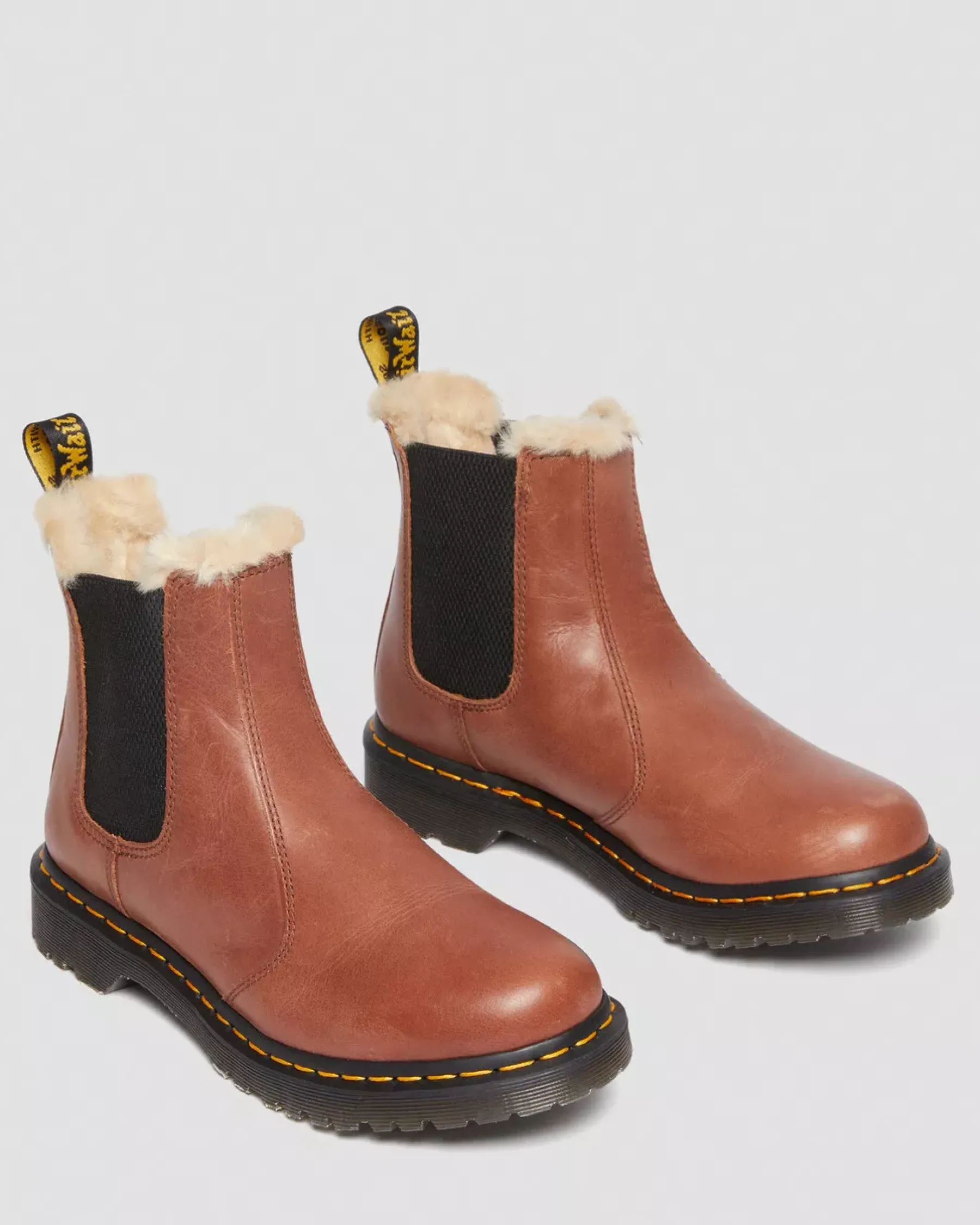 Originals|Winter Boots>Dr. Martens 2976 Leonore Women's Faux Fur-Lined Chelsea Boots Tan — Farrier