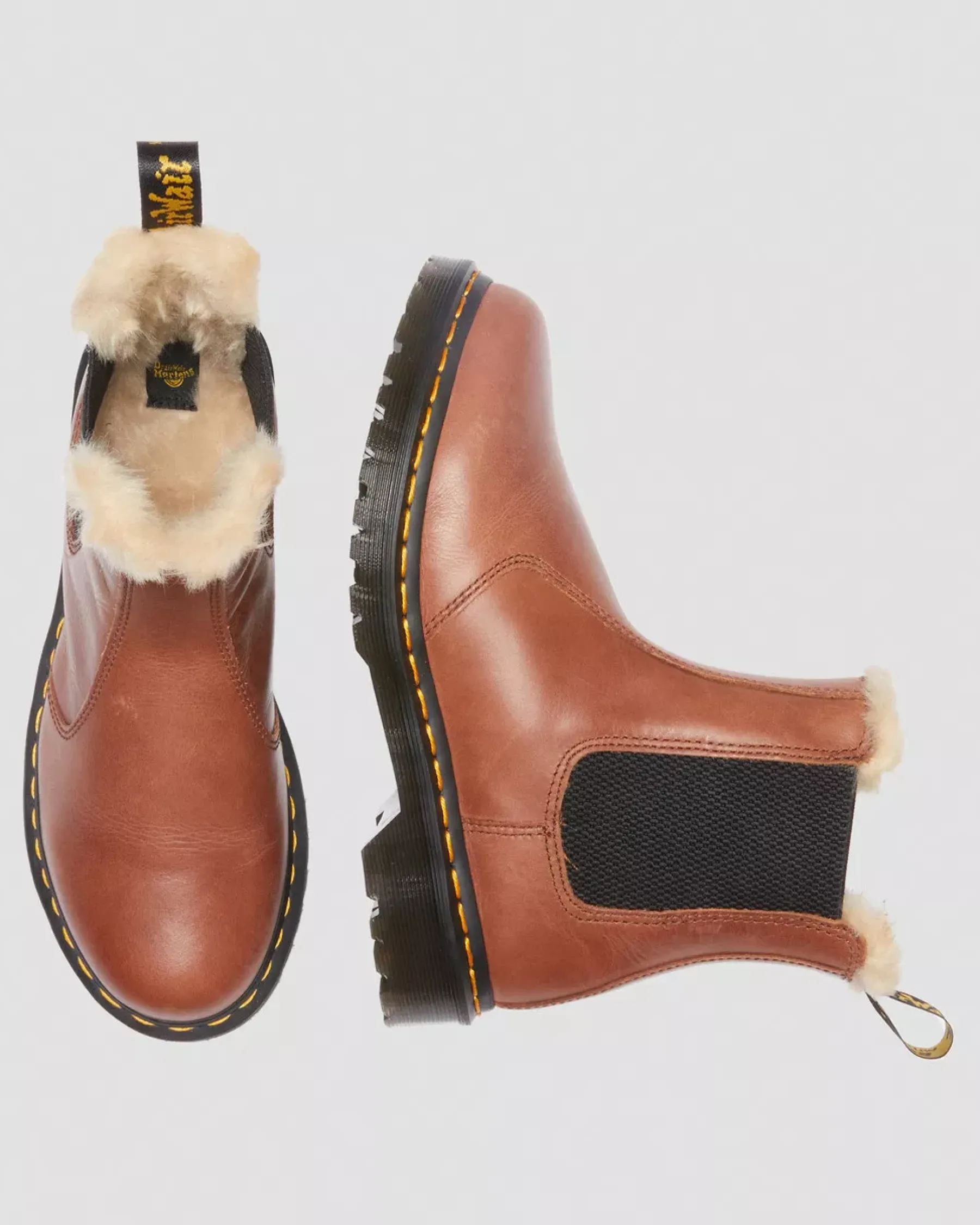 Originals|Winter Boots>Dr. Martens 2976 Leonore Women's Faux Fur-Lined Chelsea Boots Tan — Farrier