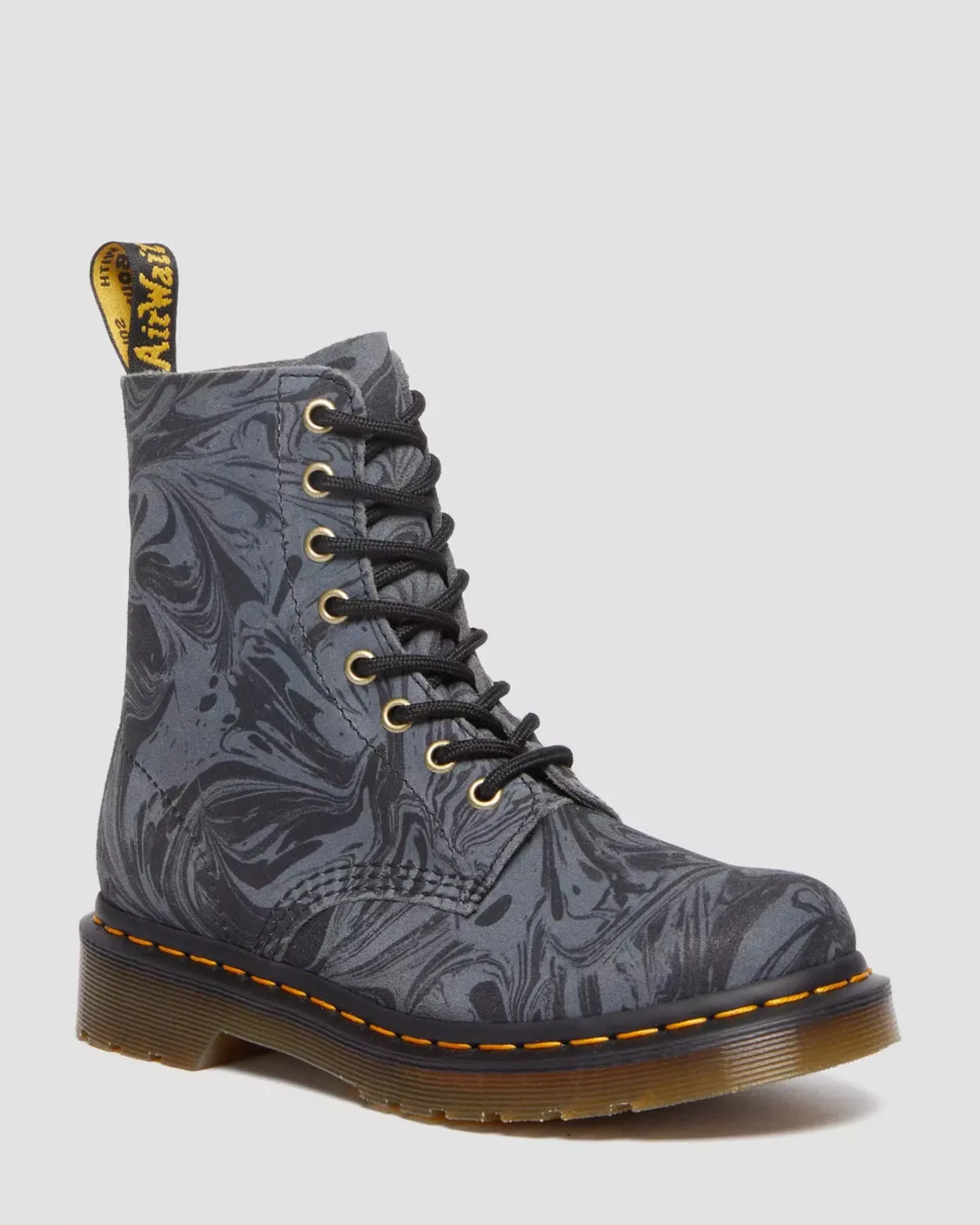 Sale|Originals>Dr. Martens 1460 Pascal Marbled Suede Lace Up Boots Black+Grey — Marbled Suede