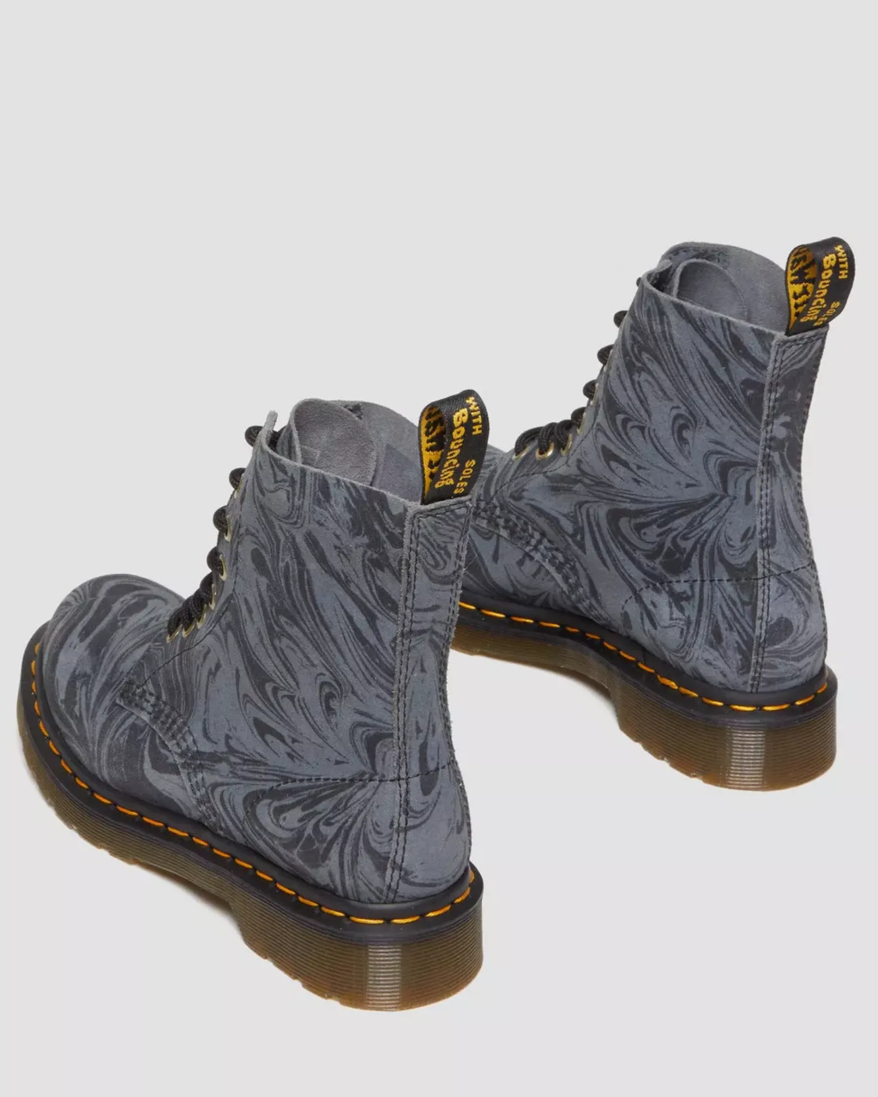 Sale|Originals>Dr. Martens 1460 Pascal Marbled Suede Lace Up Boots Black+Grey — Marbled Suede