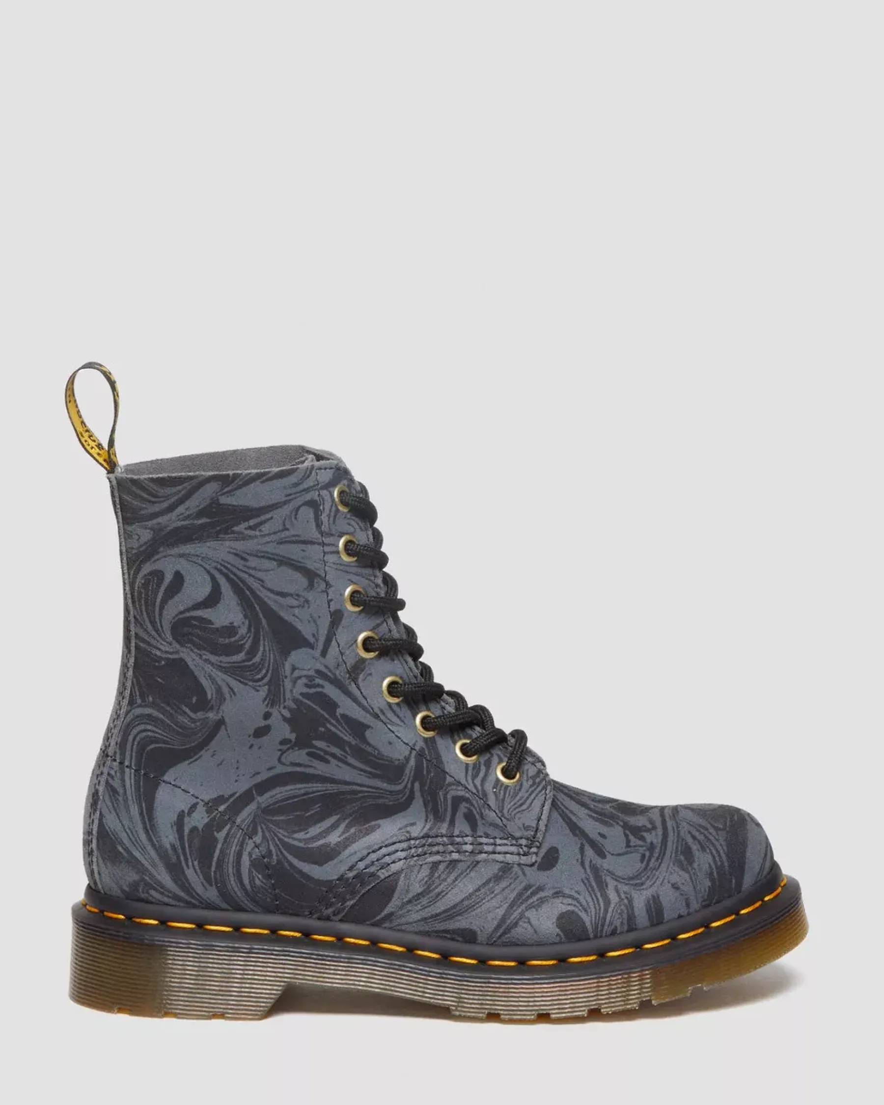 Sale|Originals>Dr. Martens 1460 Pascal Marbled Suede Lace Up Boots Black+Grey — Marbled Suede