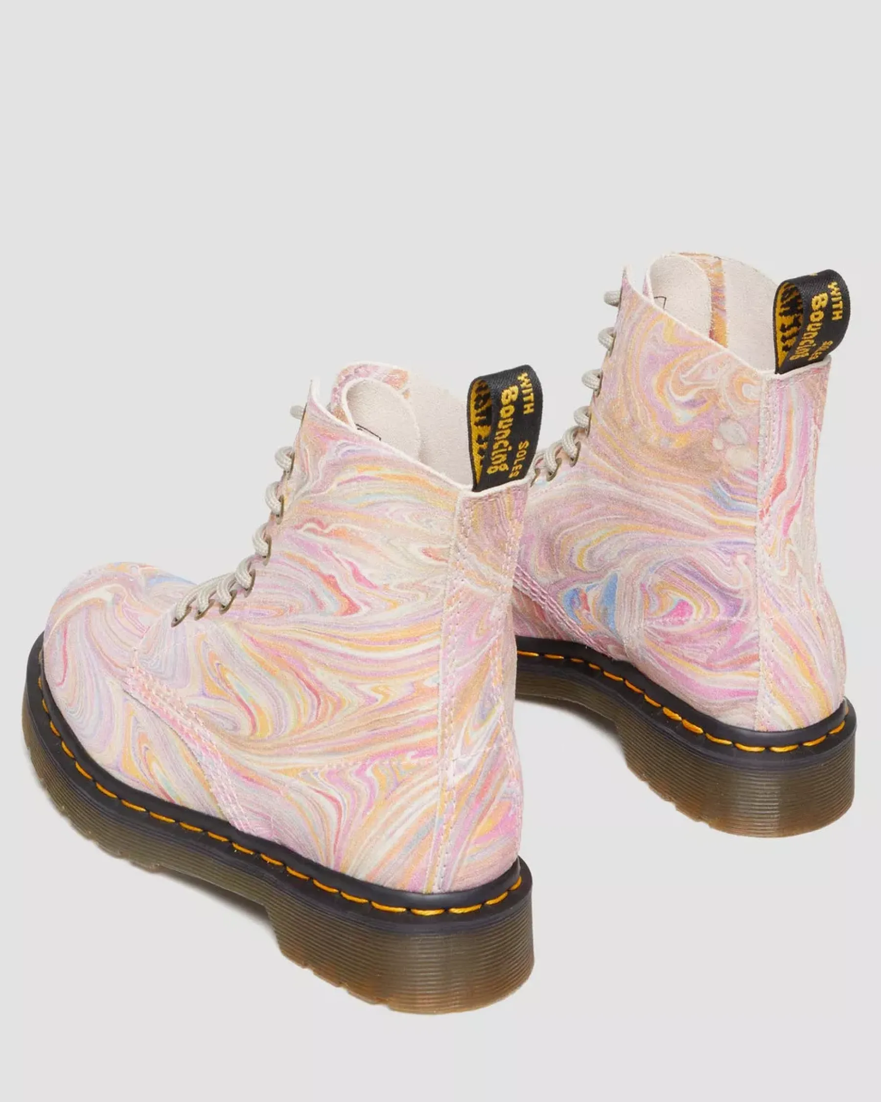 Sale|Originals>Dr. Martens 1460 Pascal Marbled Suede Lace Up Boots Pink+Orange — Marbled Suede