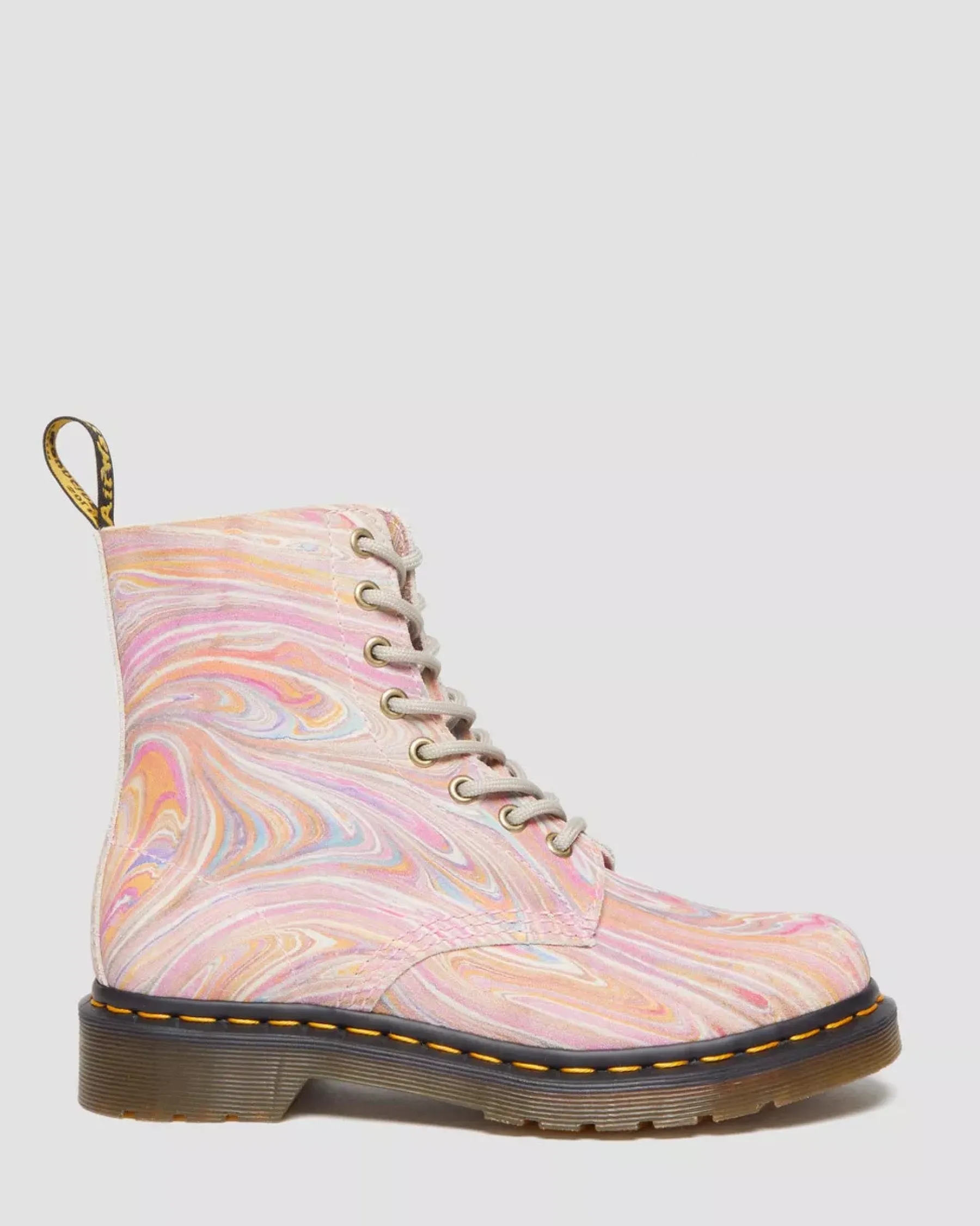 Sale|Originals>Dr. Martens 1460 Pascal Marbled Suede Lace Up Boots Pink+Orange — Marbled Suede