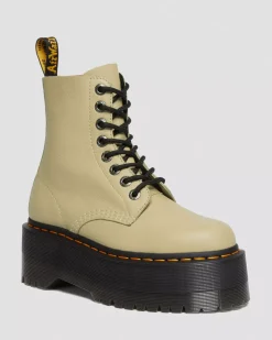 Originals|Platform Boots>Dr. Martens 1460 Pascal Max Leather Platform Boots Pale Olive — Pisa