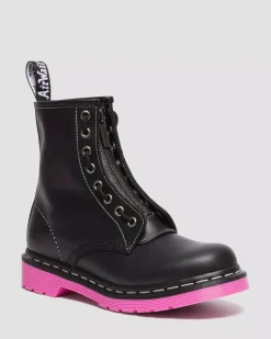 Sale|Originals>Dr. Martens 1460 Pink Sole Wanama Leather Jungle Zip Boots Black — Wanama