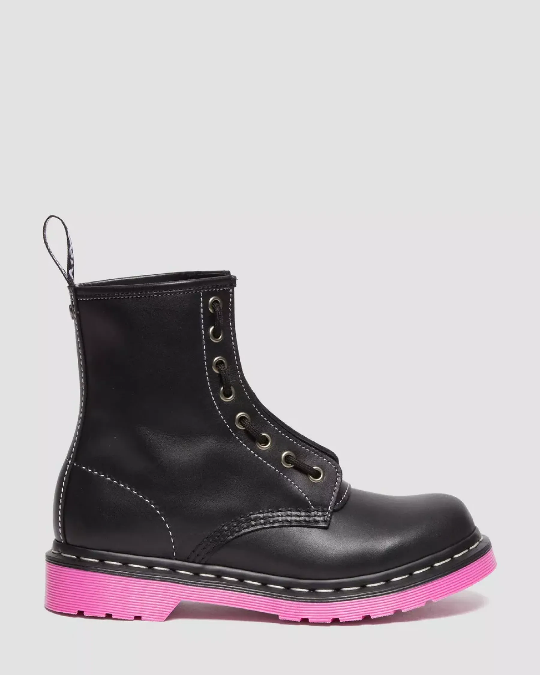 Sale|Originals>Dr. Martens 1460 Pink Sole Wanama Leather Jungle Zip Boots Black — Wanama