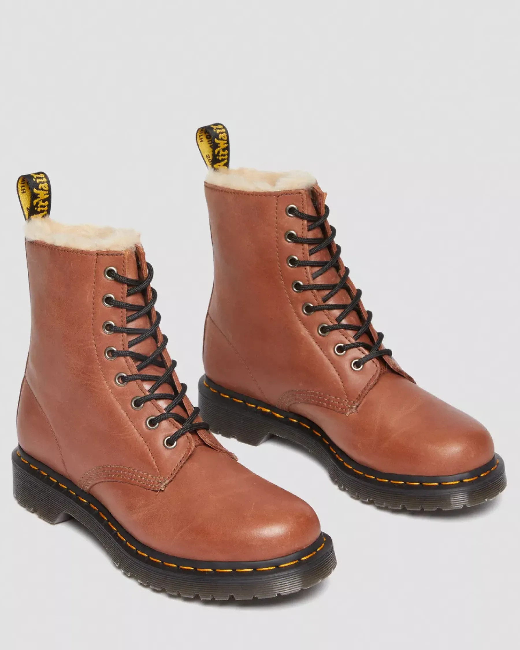Originals|Winter Boots>Dr. Martens 1460 Serena Women's Faux Fur-Lined Leather Boots Tan — Farrier