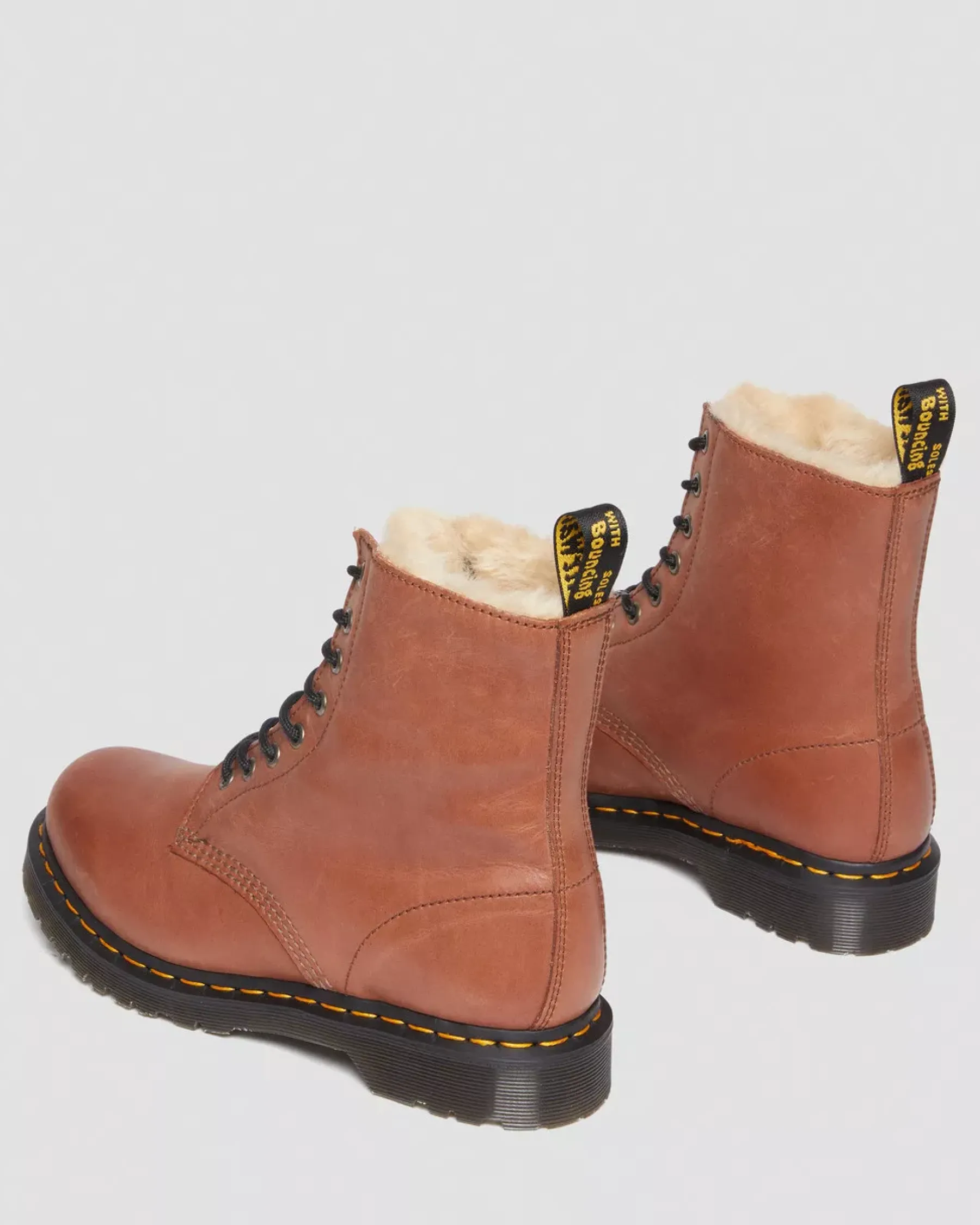 Originals|Winter Boots>Dr. Martens 1460 Serena Women's Faux Fur-Lined Leather Boots Tan — Farrier