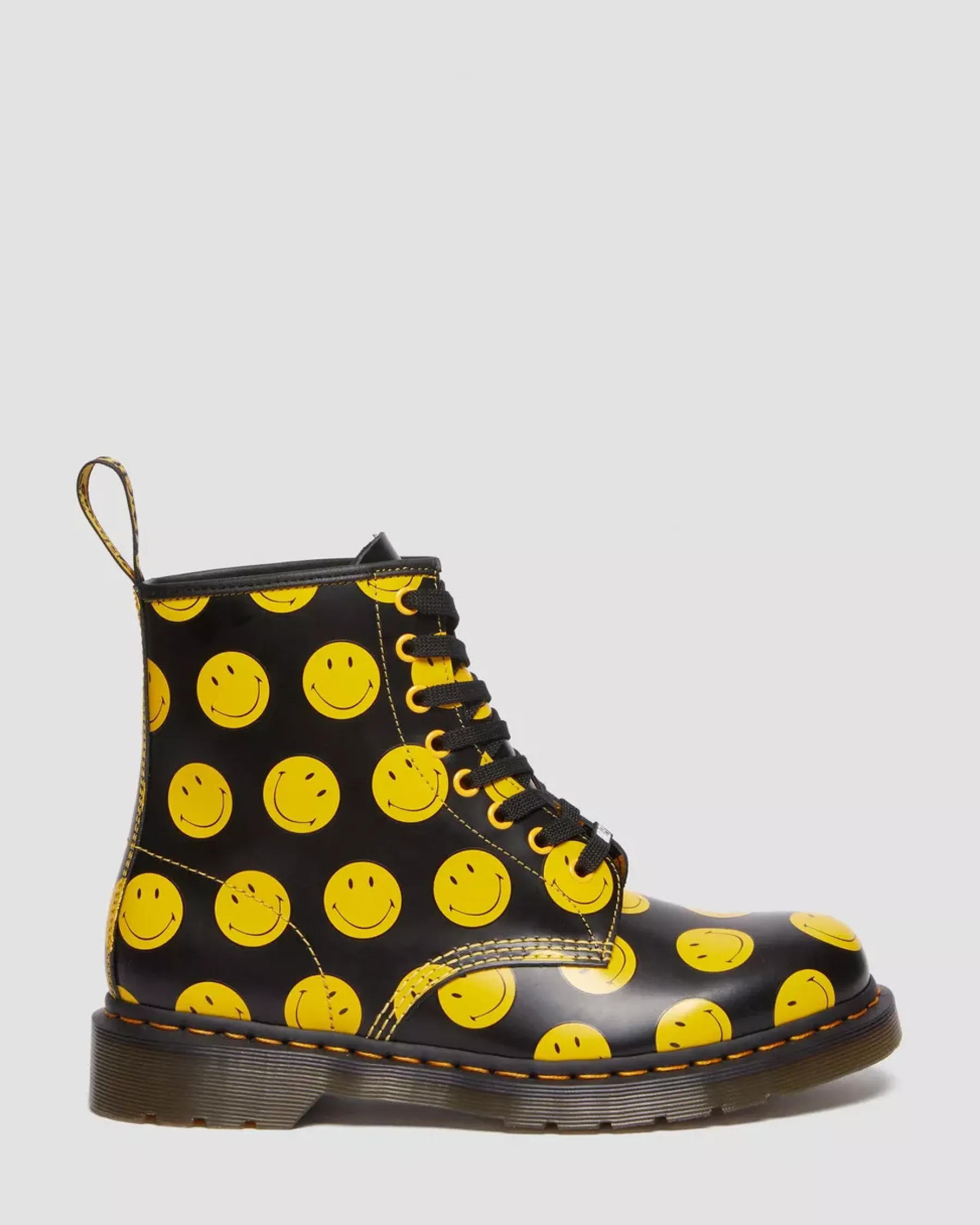 Originals|Ankle Boots>Dr. Martens 1460 Smiley® Smooth Leather Lace Up Boots Black — Smooth Leather