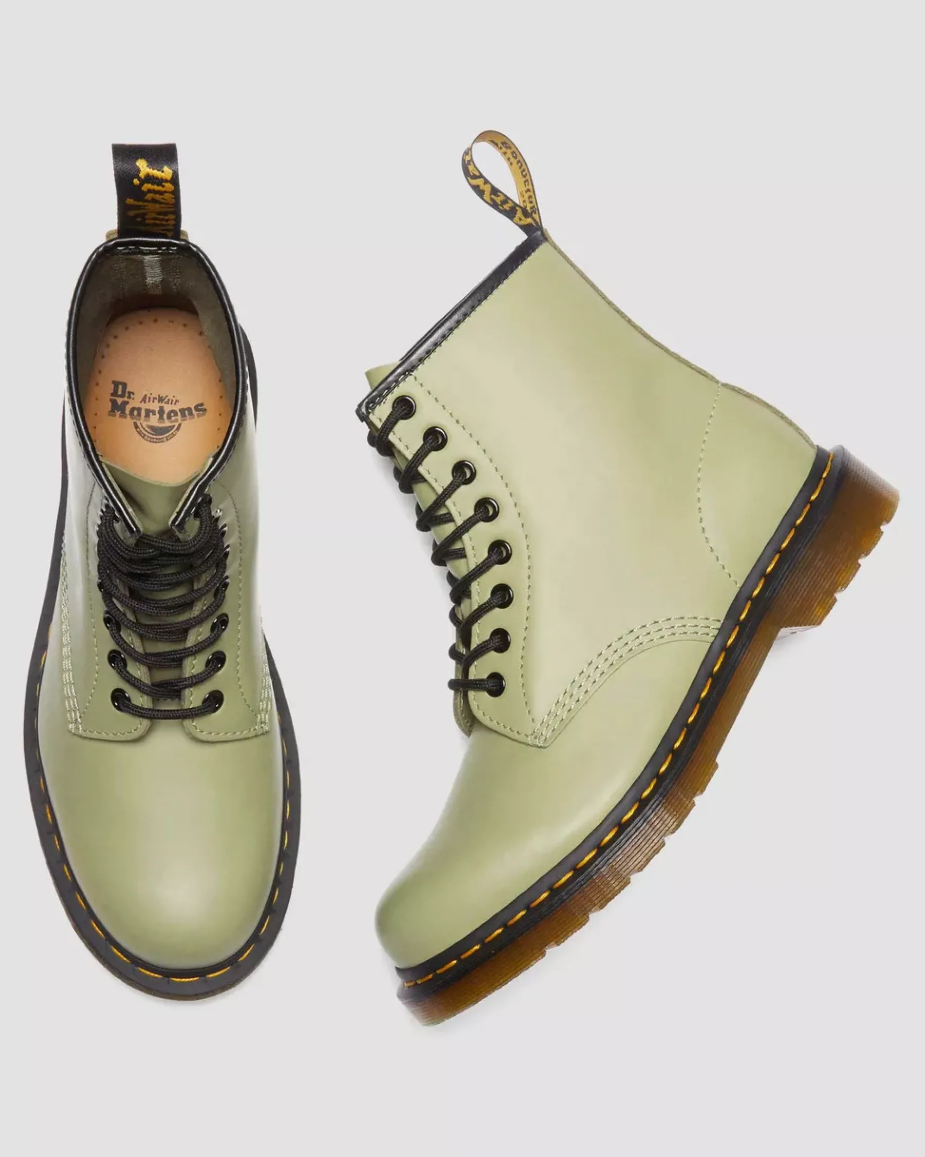 Sale|Originals>Dr. Martens 1460 Smooth Leather Lace Up Boots Pale Olive — Smooth Leather