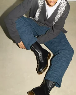 Originals|Ankle Boots>Dr. Martens 1490 Smooth Leather Mid Calf Boots Black — Smooth Leather