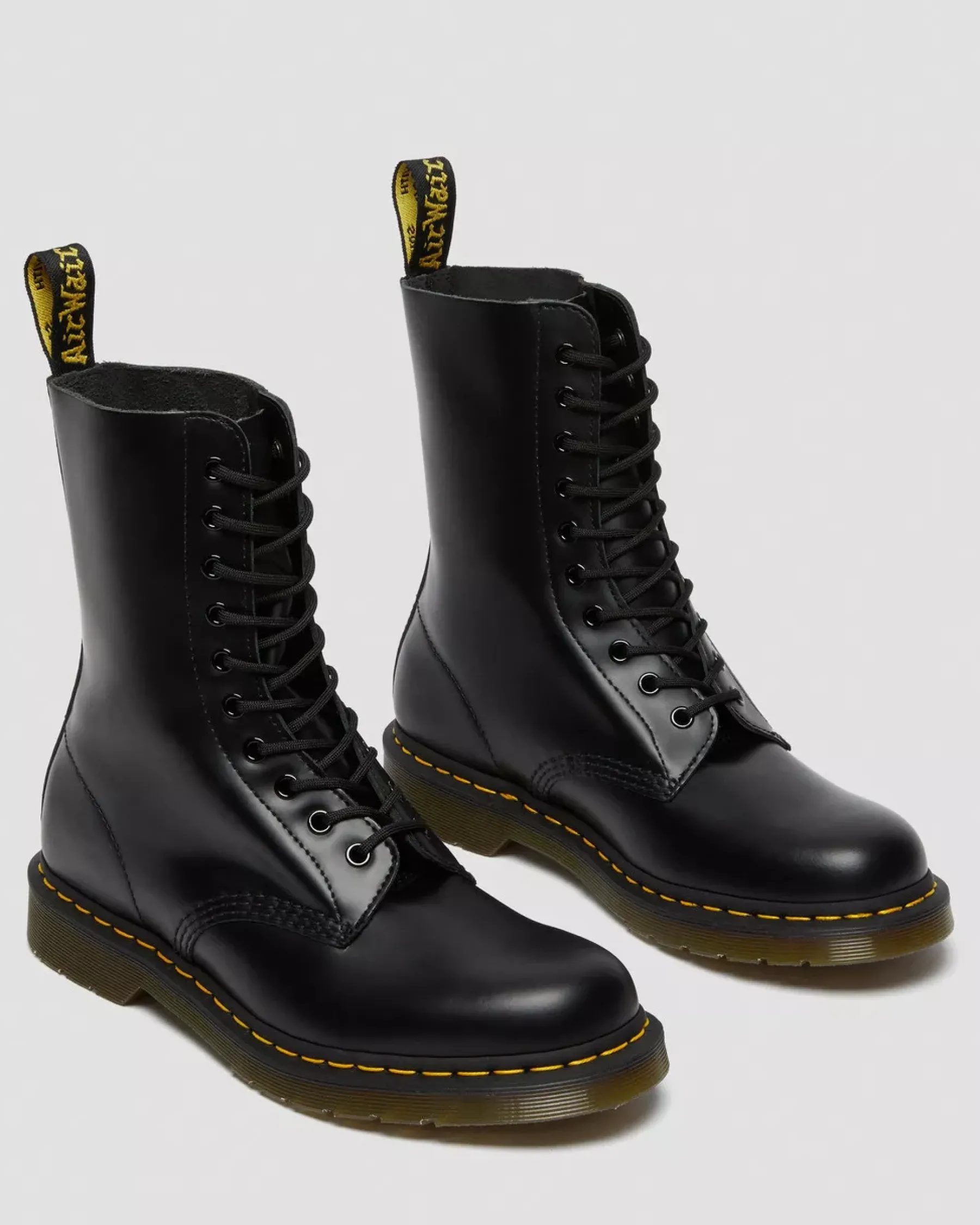 Originals|Ankle Boots>Dr. Martens 1490 Smooth Leather Mid Calf Boots Black — Smooth Leather