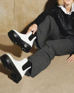 Sale|Platform Boots>Dr. Martens 2976 Smooth Leather Platform Chelsea Boots White — Smooth Leather