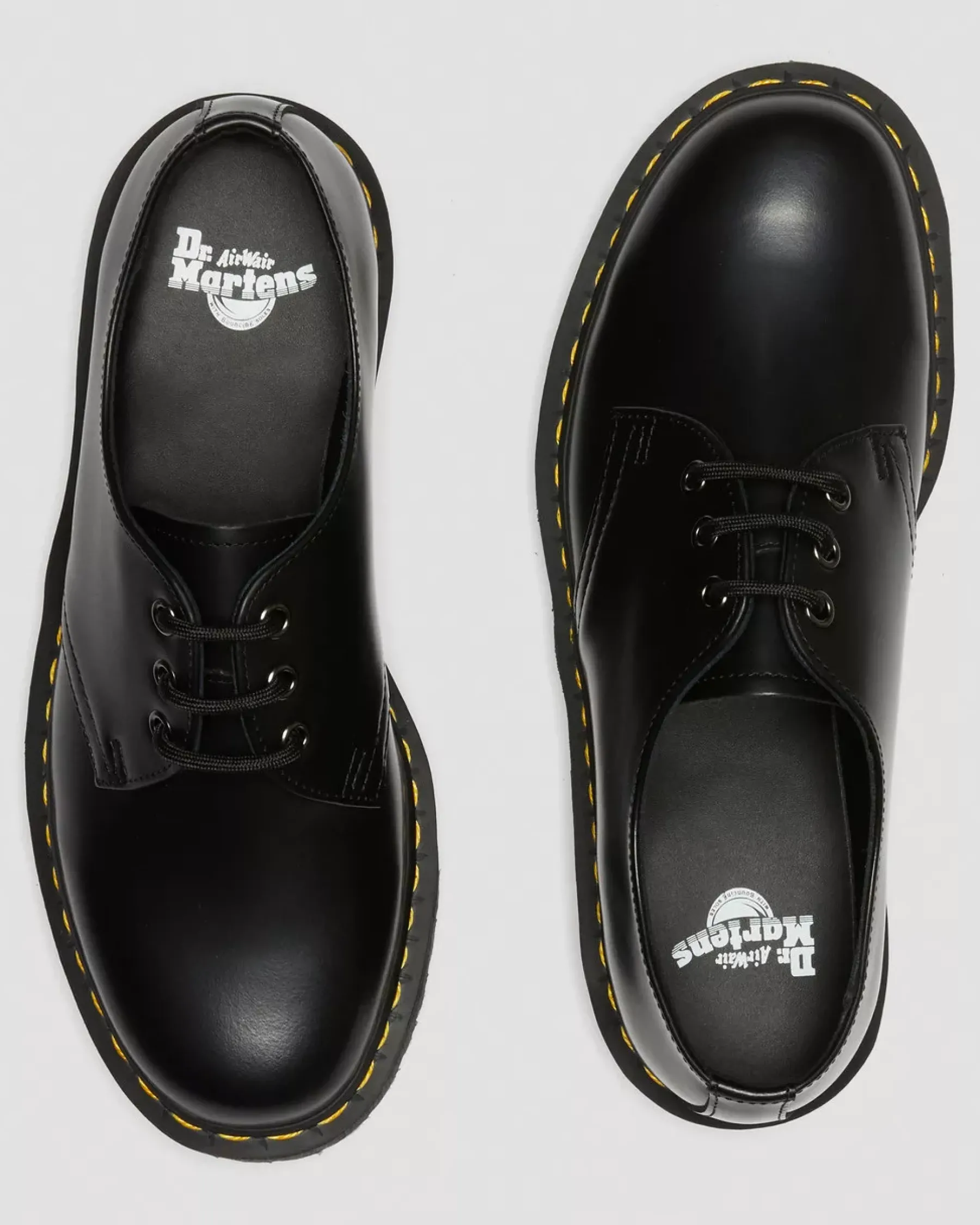 Bestsellers|Platform Shoes>Dr. Martens 1461 Smooth Leather Platform Shoes Black — Polished Smooth
