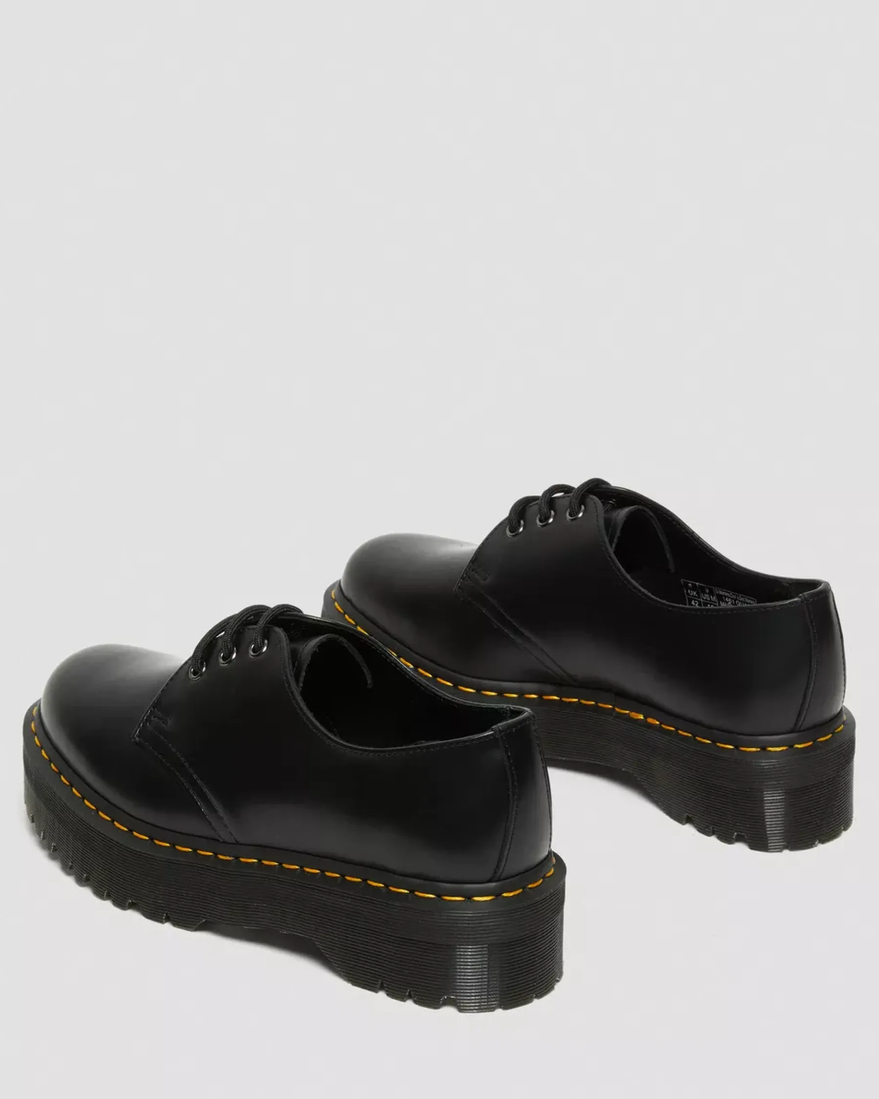 Bestsellers|Platform Shoes>Dr. Martens 1461 Smooth Leather Platform Shoes Black — Polished Smooth