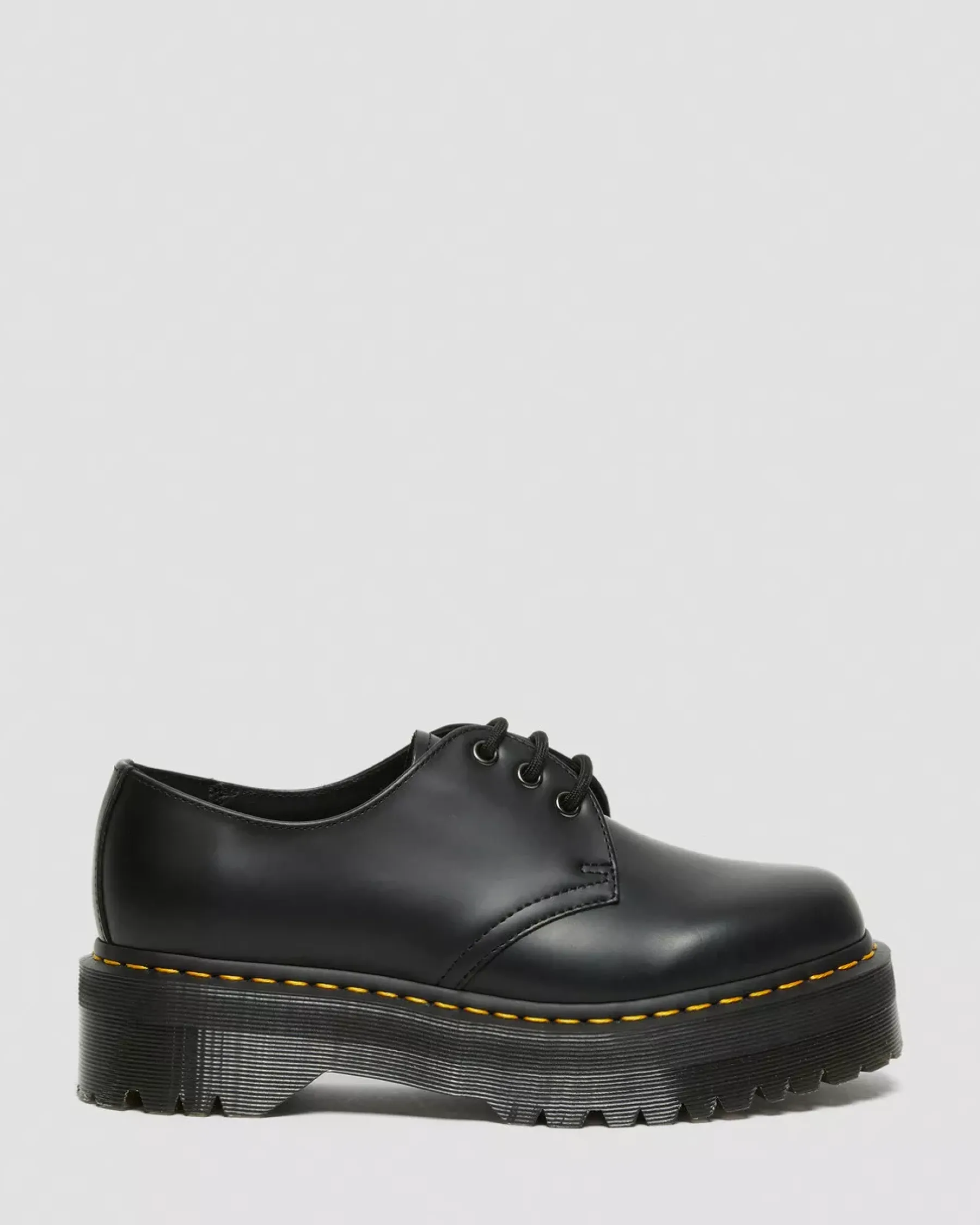 Bestsellers|Platform Shoes>Dr. Martens 1461 Smooth Leather Platform Shoes Black — Polished Smooth