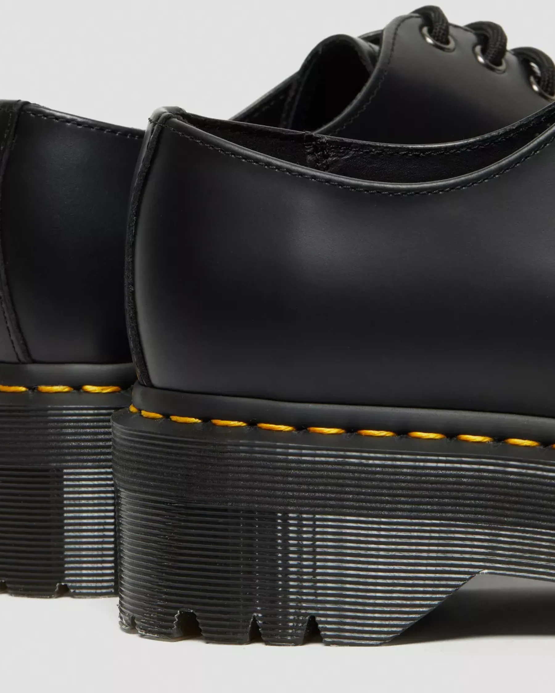 Bestsellers|Platform Shoes>Dr. Martens 1461 Smooth Leather Platform Shoes Black — Polished Smooth